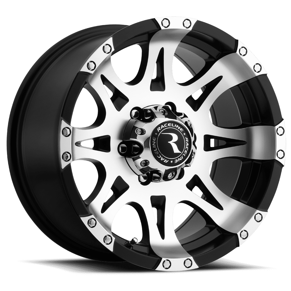 Raceline 982-RAPTOR 16" Cast Aluminum Wheel, RAPTOR MIRROR/BLACK 16X8 8X6.5 0mm