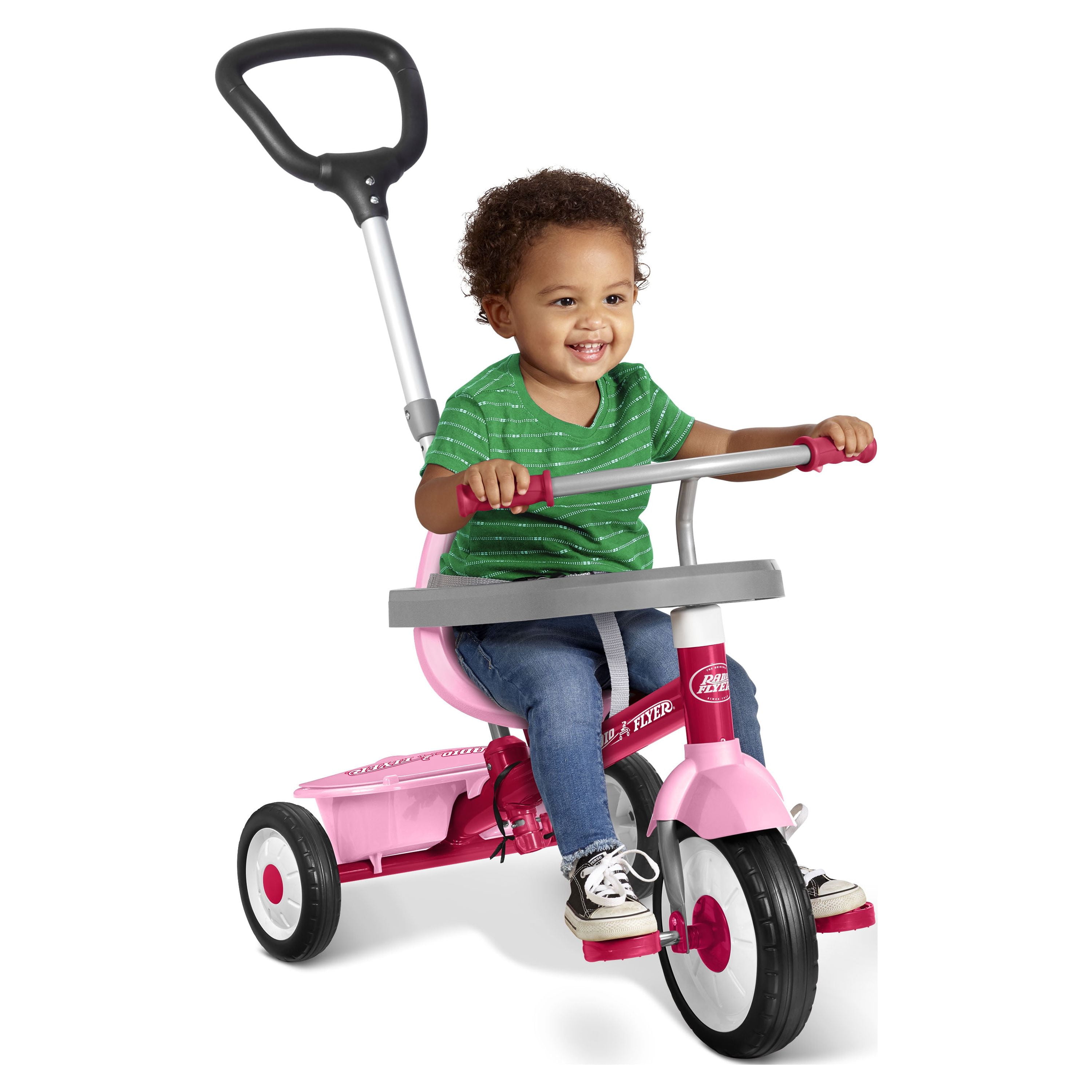 Radio Flyer 3-in-1 Stroll 'N Trike with Adjustable Seat for Ages 1.5 to 5 Years, Pink
