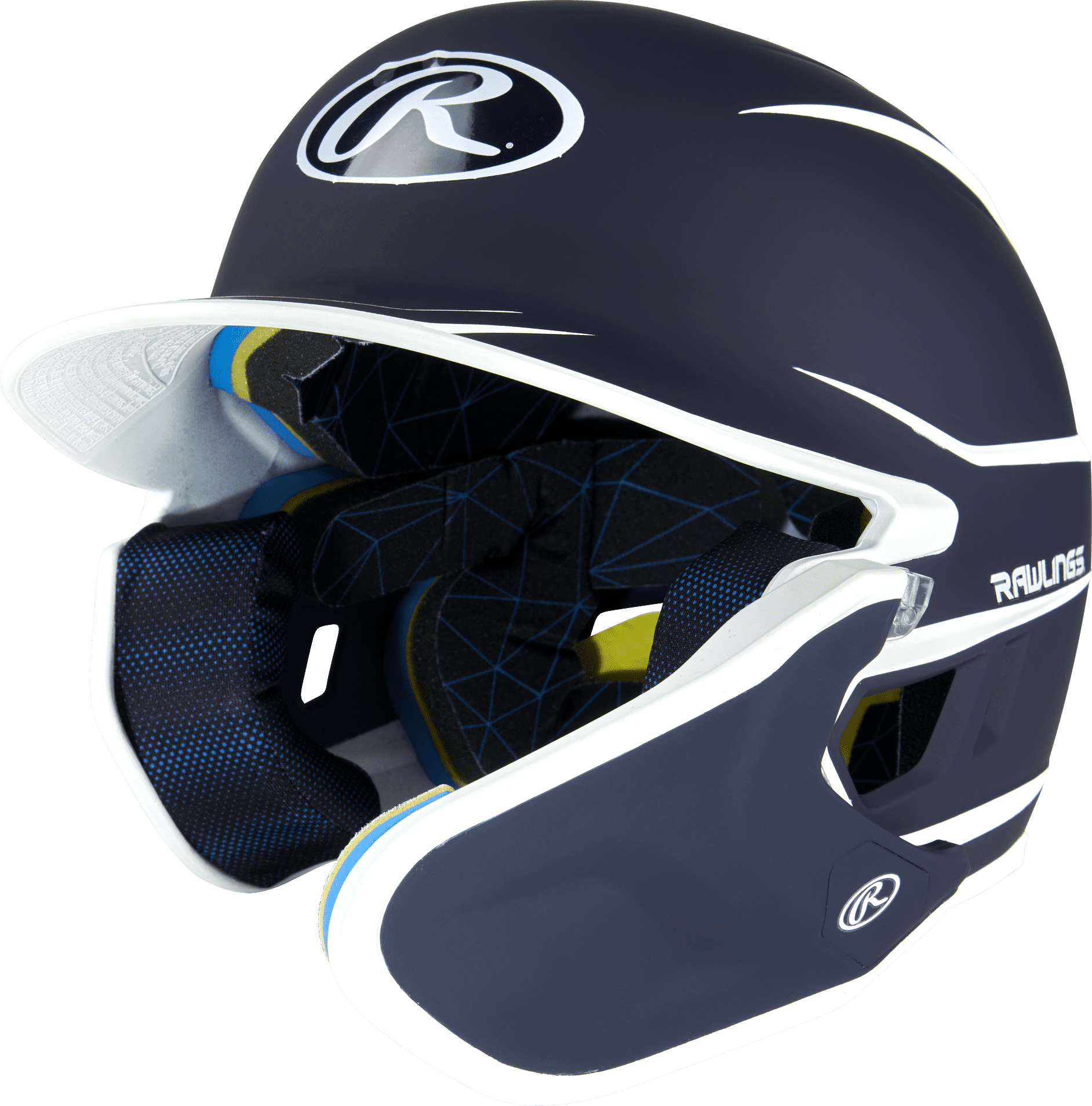 Rawlings 2022 Mach Adjust Baseball Batting Helmet With Jaw Guard, Junior, Matte Navy/Matte White