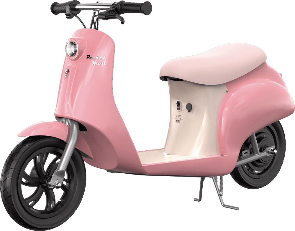 Razor Pocket Mod Classic - Euro Style Electric Scooter for Ages 8+, Capri Pink, Vintage-Inspired Desing, High/Low Speed Switch, Up to 80 Minutes Ride Time