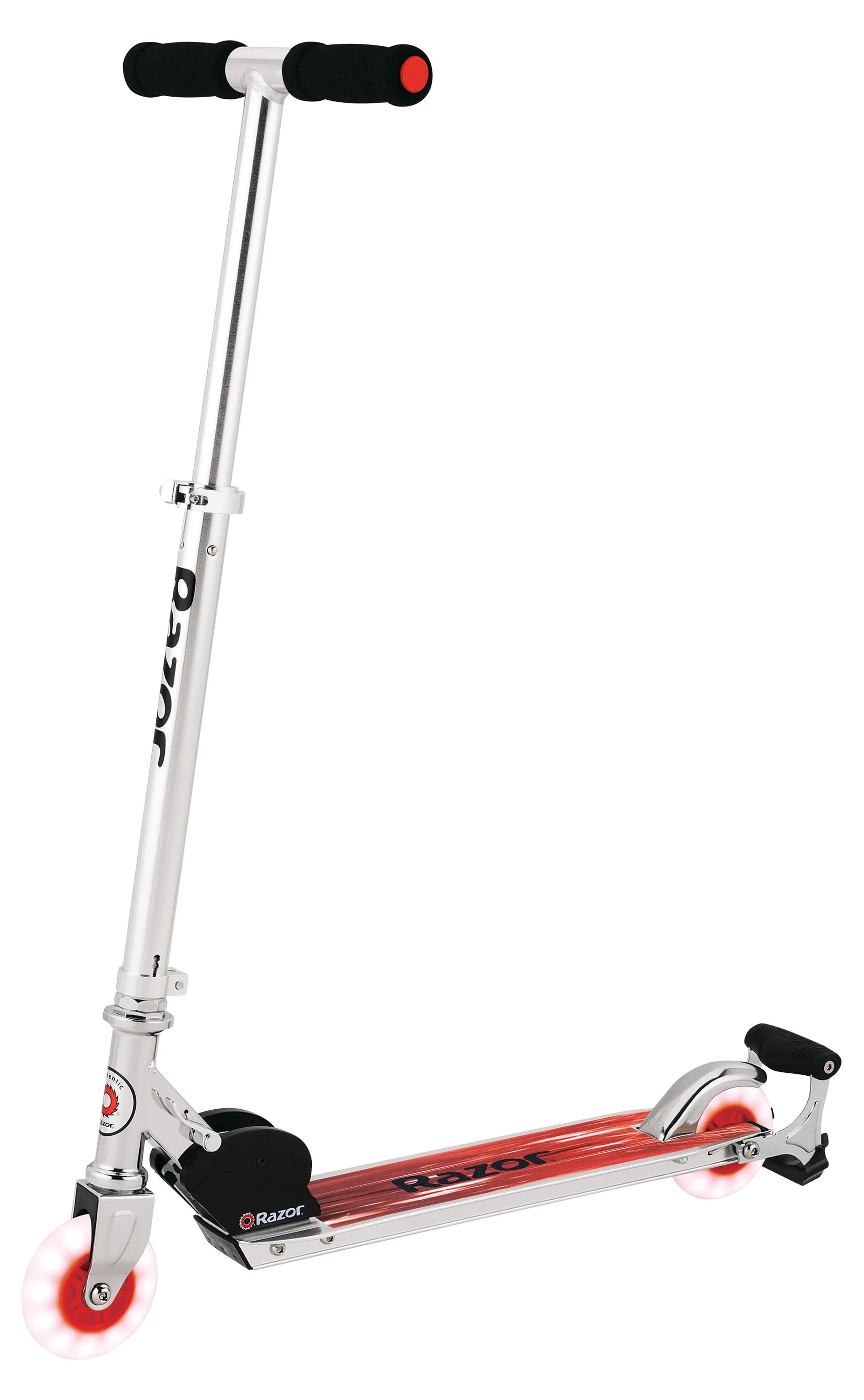 Razor Spark Ultra Folding Kick Scooter - Red, LED Light-up Wheels, Spark Bar, For Child Ages 8+