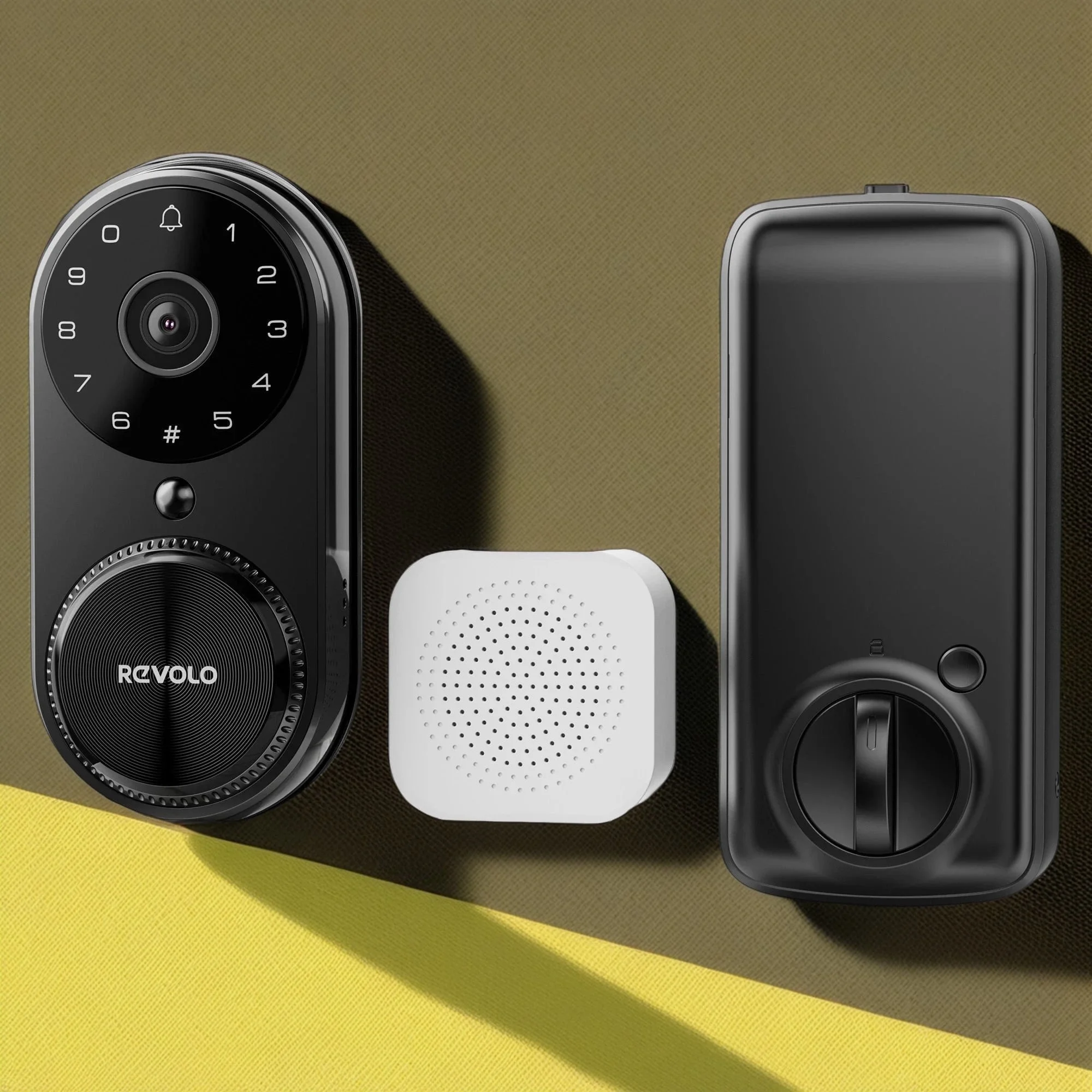 Revolo Wi-Fi Door Lock with Camera and Doorbell, Keyless Entry Door Lock for Front Door, Smart Deadbolt Lock, 1080P HD, Black