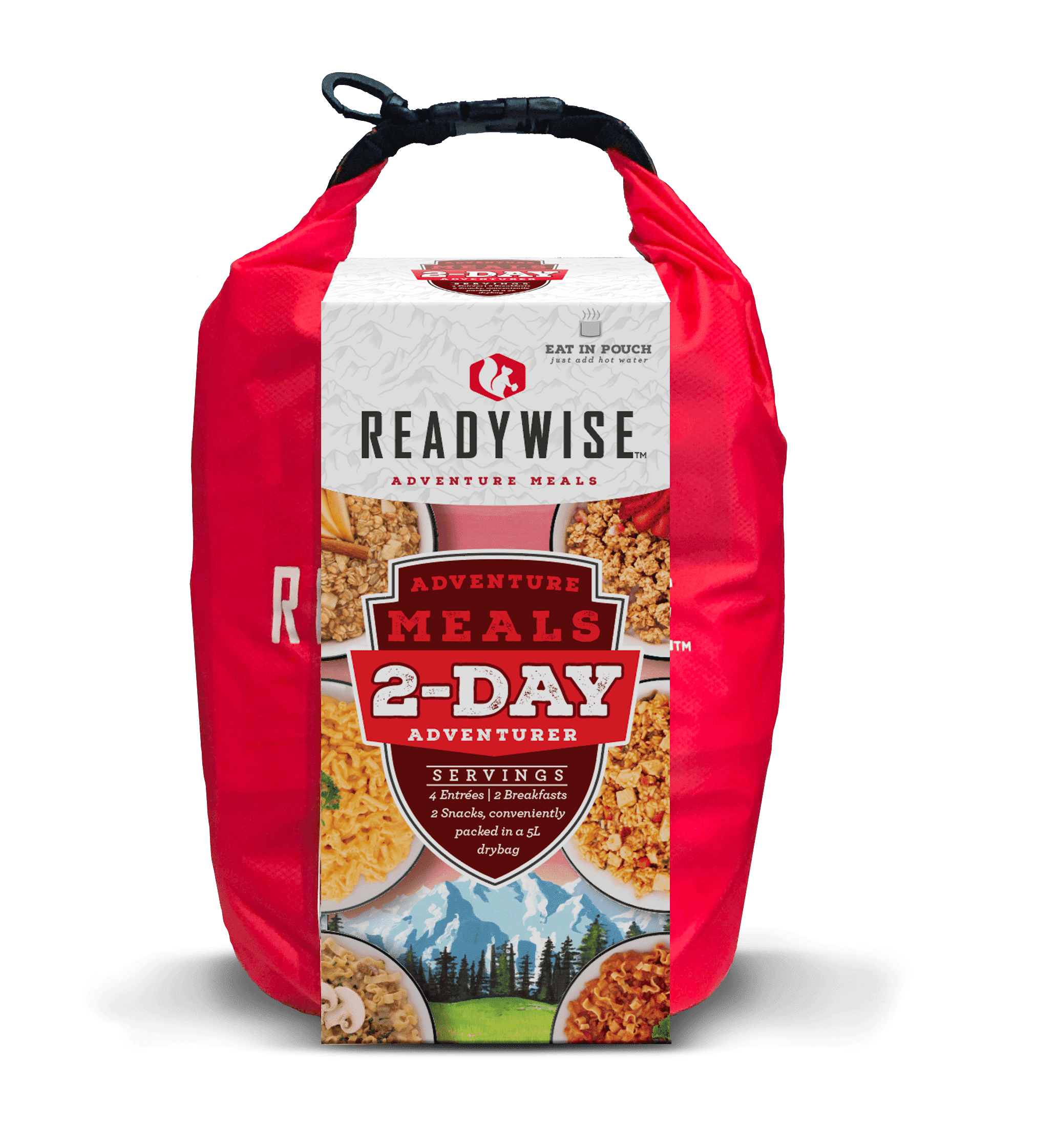 ReadyWise 2-Day Adventure Bag | Freeze-Dried Backpacking & Camping Food | Waterproof Dry Bag | 23 Servings