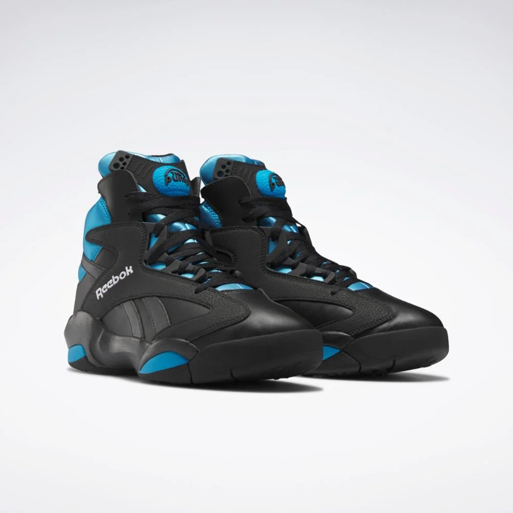 Reebok Footwear Men Shaq Attaq Mens Azur Leather Basketball Sneaker Shoes, Black, 9.5