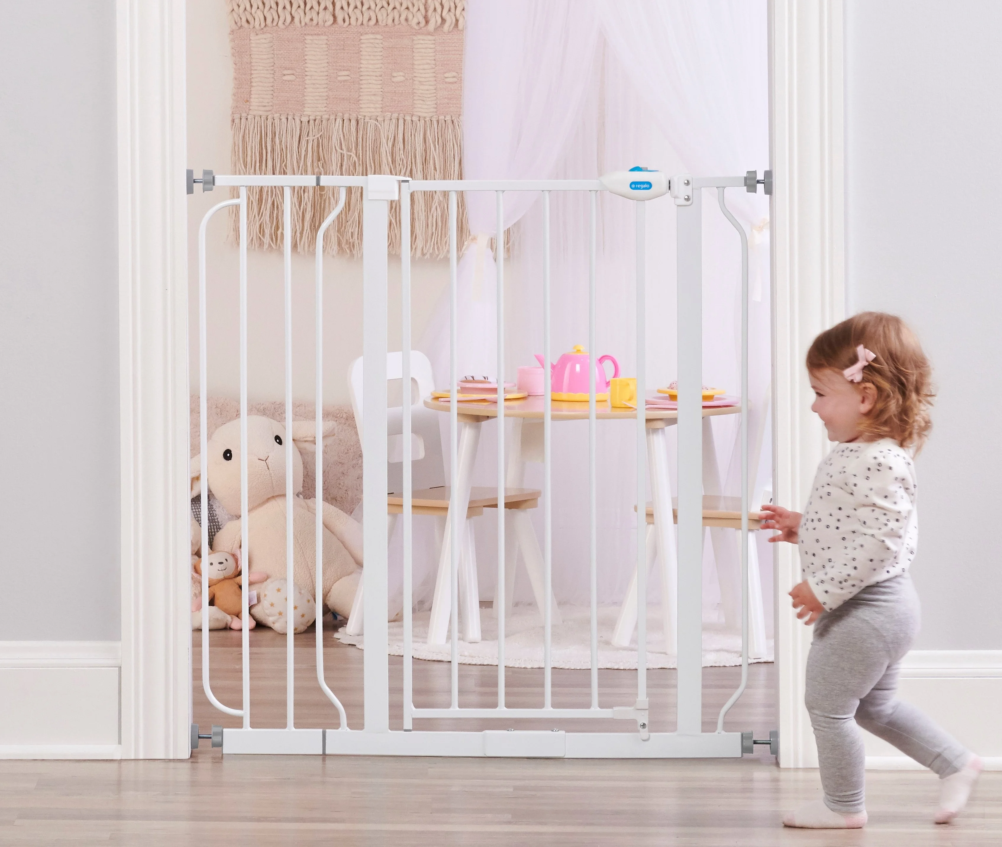 Regalo Easy Step® Extra Tall Walk-Through Baby Gate, Fits Doorways & Hallways, Hardware or Pressure Mount, Ages 6–24 Months