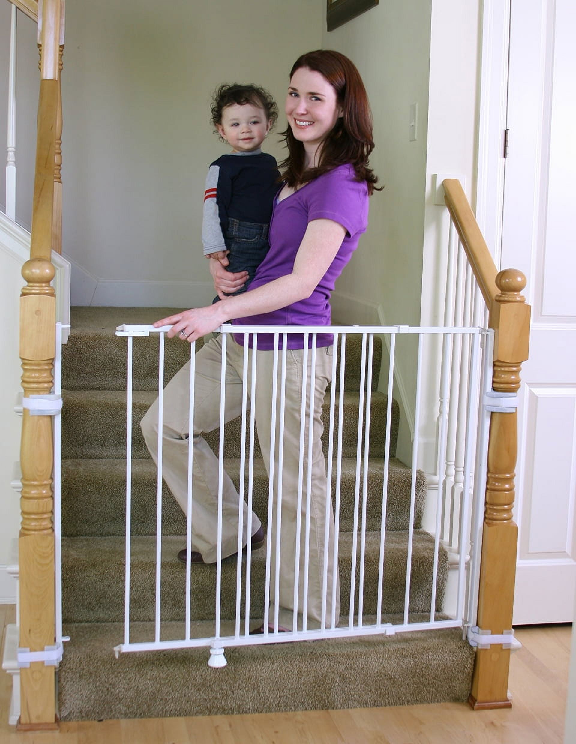 Regalo Extra Tall and Wide 2-in-1 Stairway and Hallway Baby Gate, White