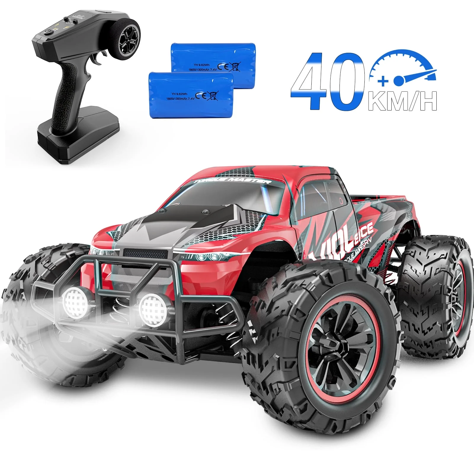 AUOSHI RC Car – 1:16 Remote Control Truck, 30MPH High-Speed 4WD Off-Road Car with 2 Rechargeable Batteries, 60 Min Playtime, LED Lights – Great Gift for Kids & Adults