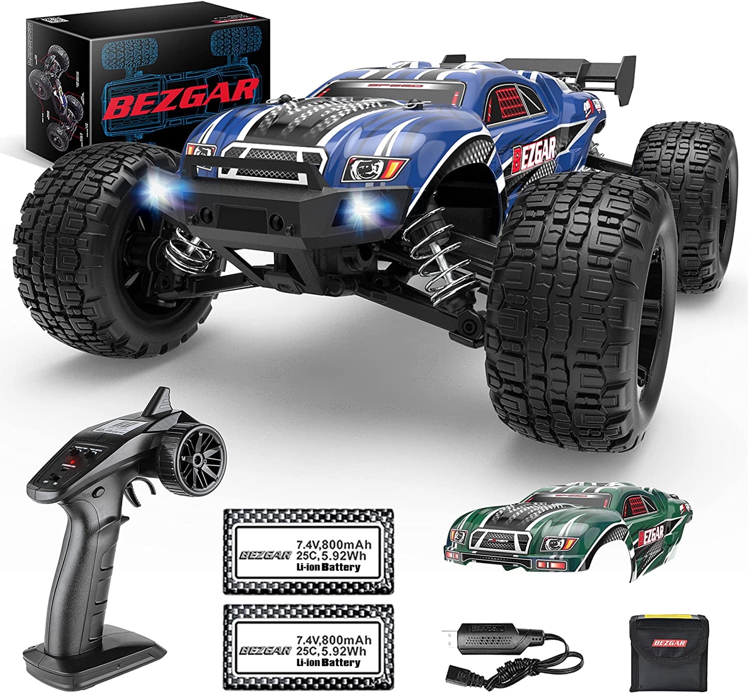 YCFUN High Speed Brushed Remote Control Cars for Boys Adults, 40+KM/H RC Cars 4WD RC Trucks