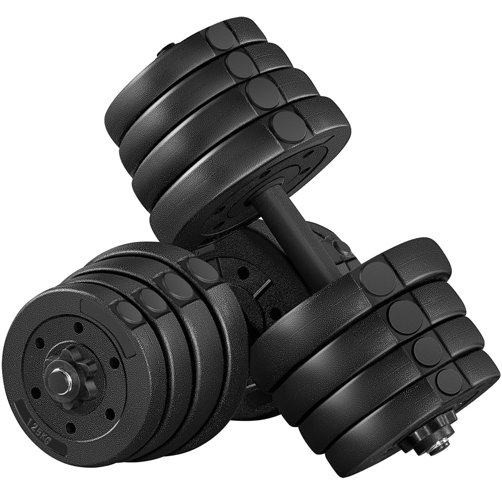 Renwick Adjustable Dumbbell Set, 66 lb, 30 kg, Black, for Home Training, Ergonomic Grip