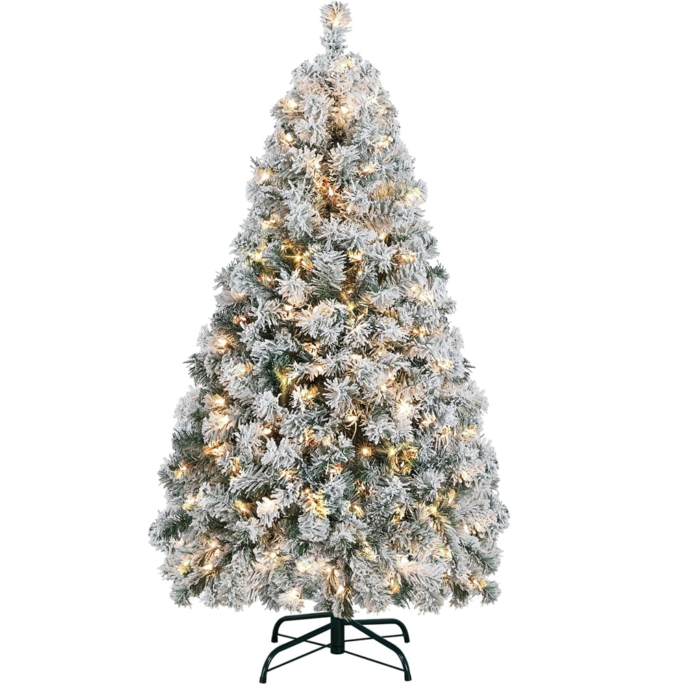 Renwick Clear Prelit Incandescent Green Flocked Spruce Decorative Artificial Christmas Tree, 4.5'