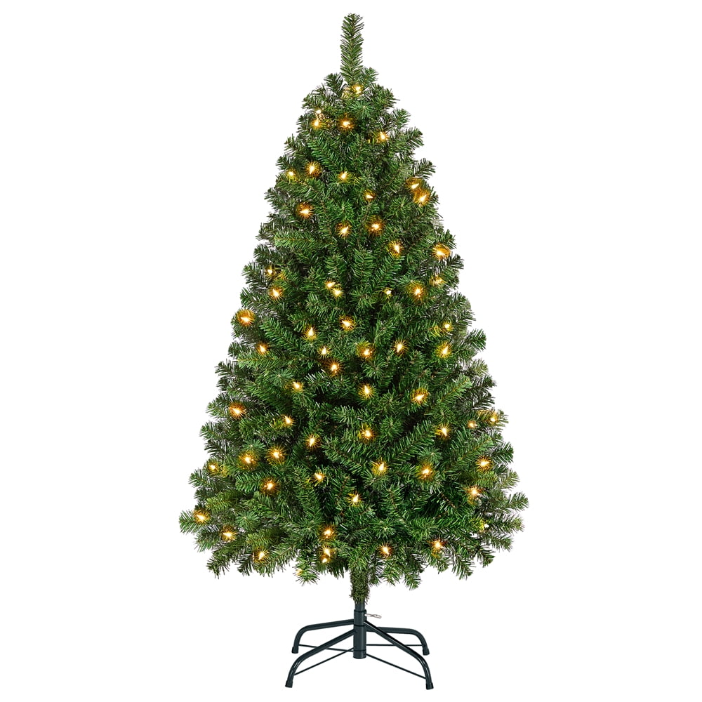 Renwick Clear Prelit 300 Incandescent Green Prelit Spruce Foldable Artificial Christmas Tree, 4.5'