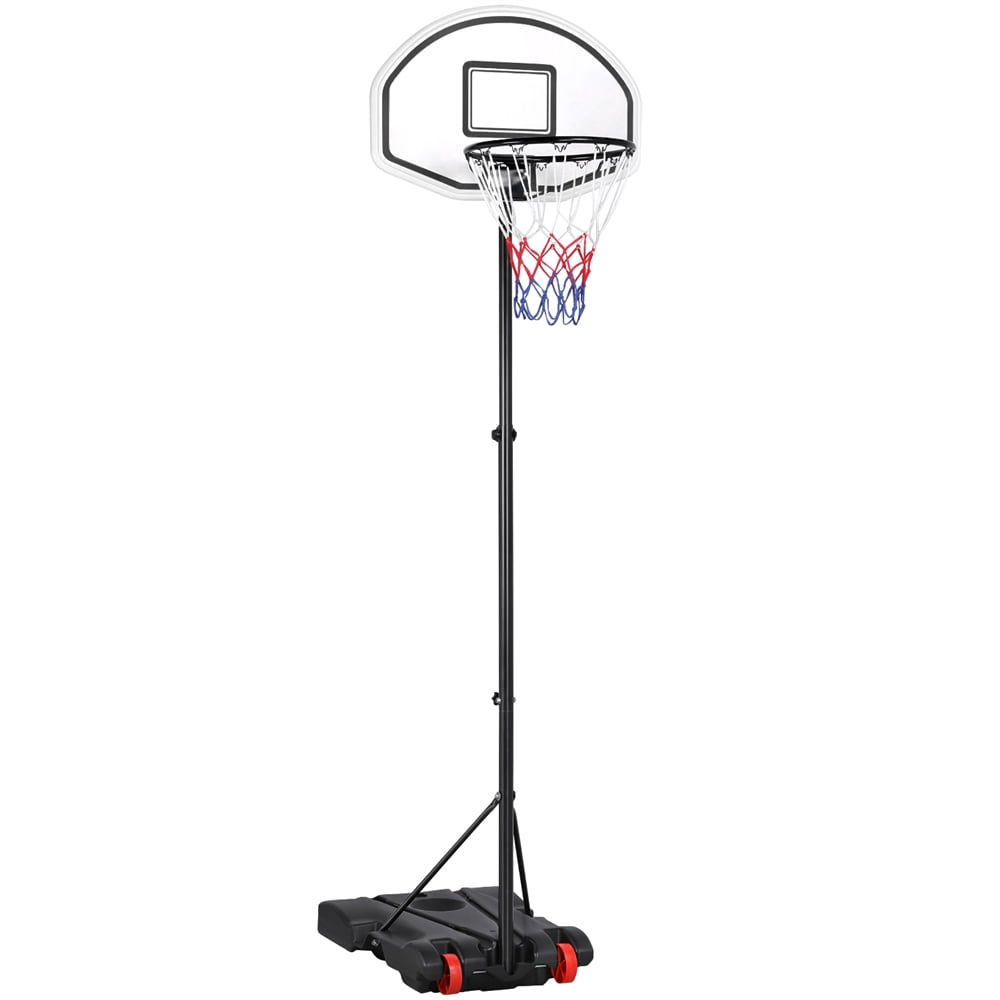 Renwick Height Adjustable Portable Basketball System Hoop with Wheels and Filled Base, Black