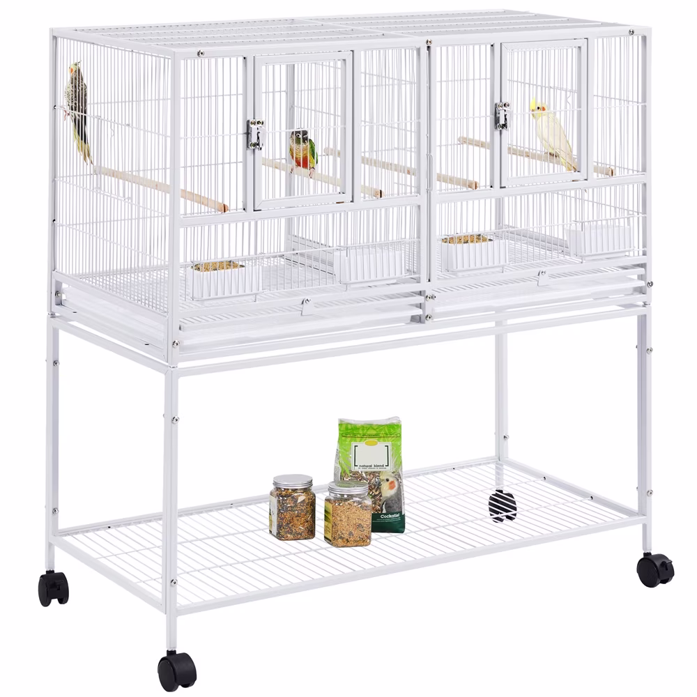 Renwick Rolling Bird Stackable Divided Breeder Cage for Small Birds, White