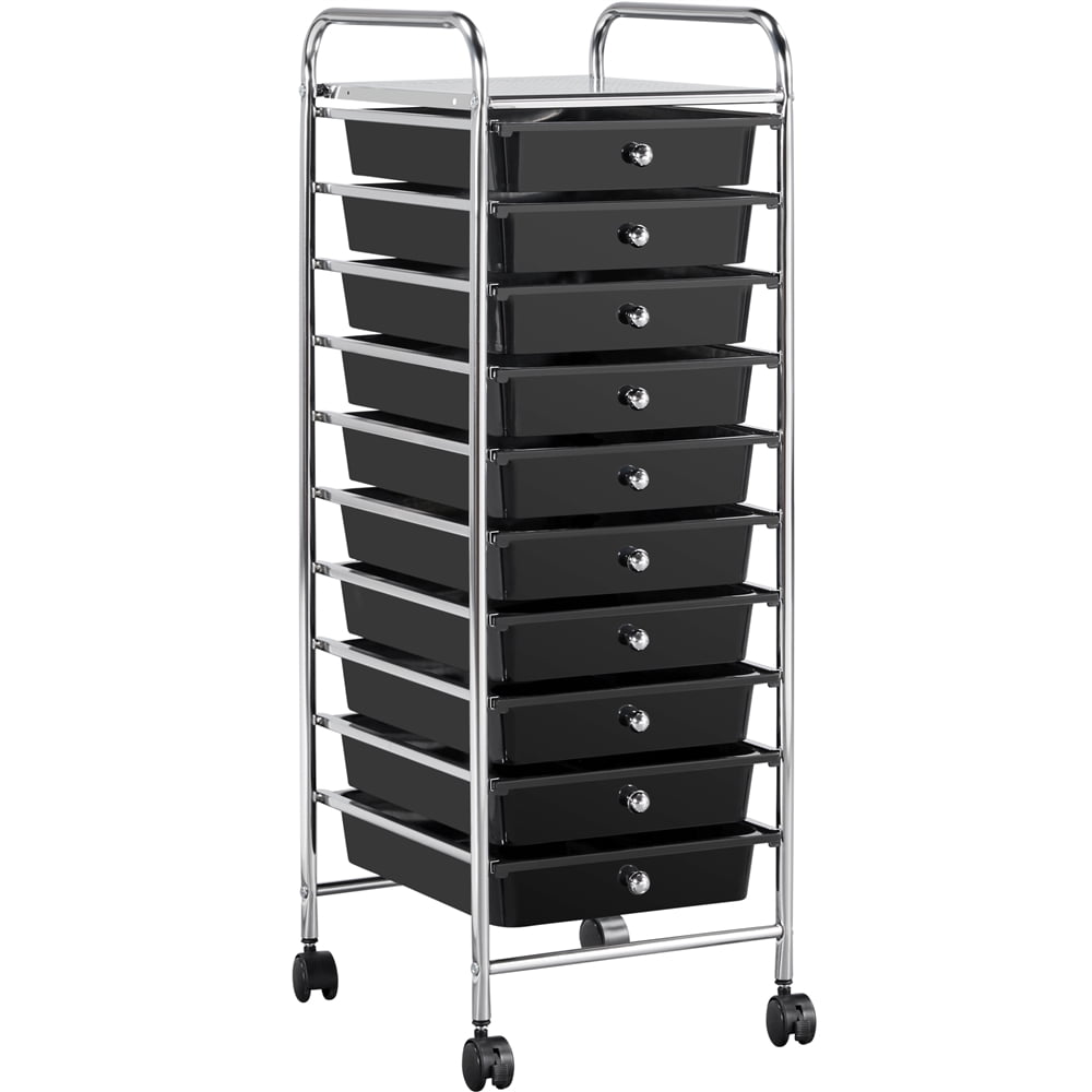 Renwick 10 Drawer Rolling Storage Cart Organizer with Lockable Wheels, Black