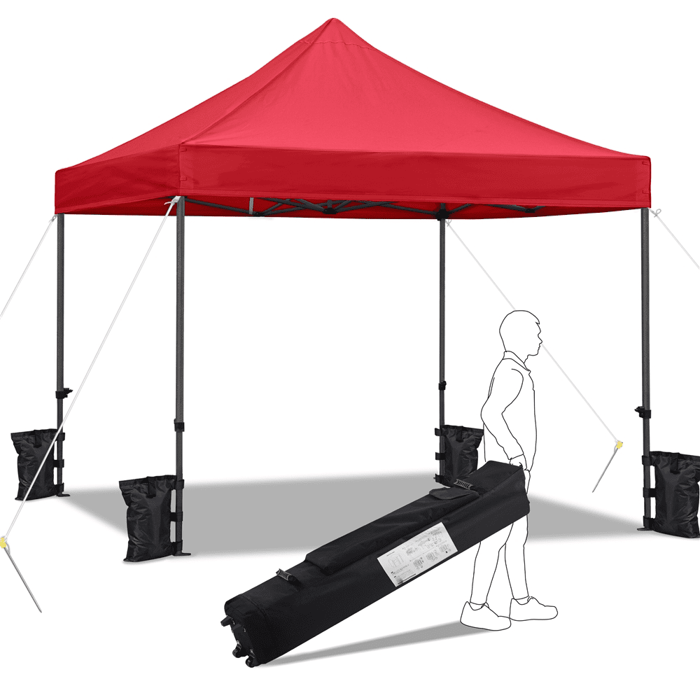 Renwick 10x10ft Commercial Pop-up Canopy Tent with Wheeled Carry Bag, Red