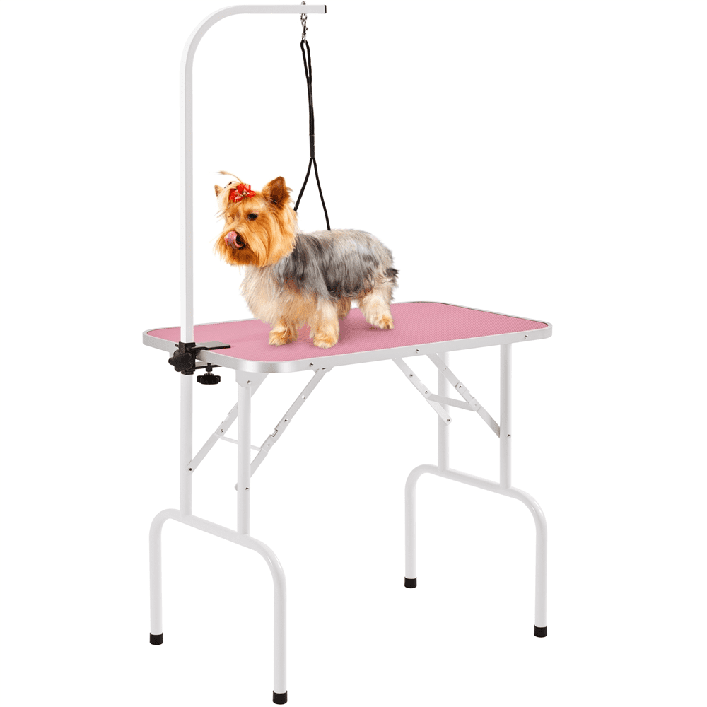 Renwick 32" Pet Foldable Grooming Table with Adjustable Height Arm, Pink