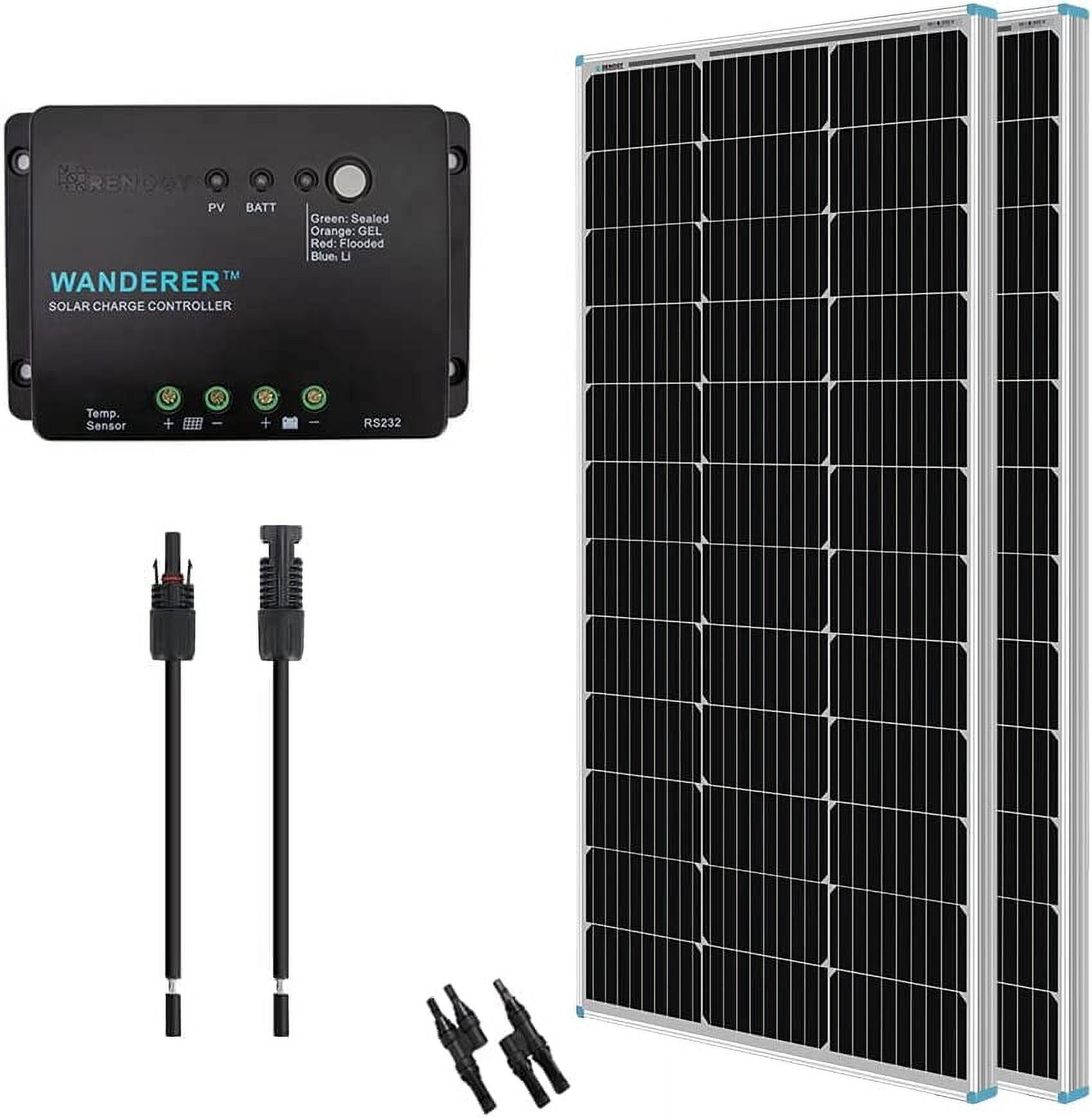 Renogy 200W 12V Monocrystalline Solar Panel Bundle Kit with 30A Charge Controller