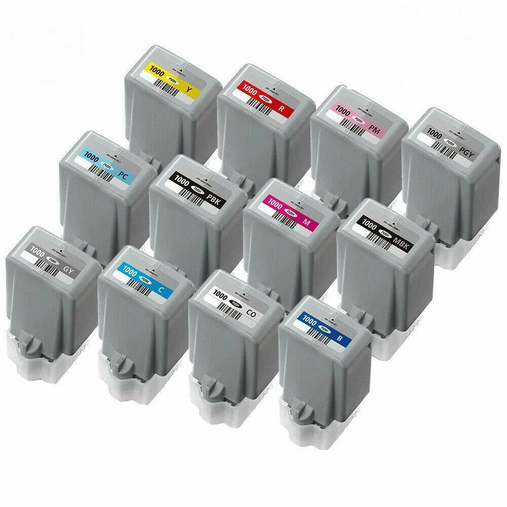 Replacement Ink Cartridges PFI-1000 PFI 1000 compatible for Canon ImagePROGRAF Pro 1000 (Set of 12)