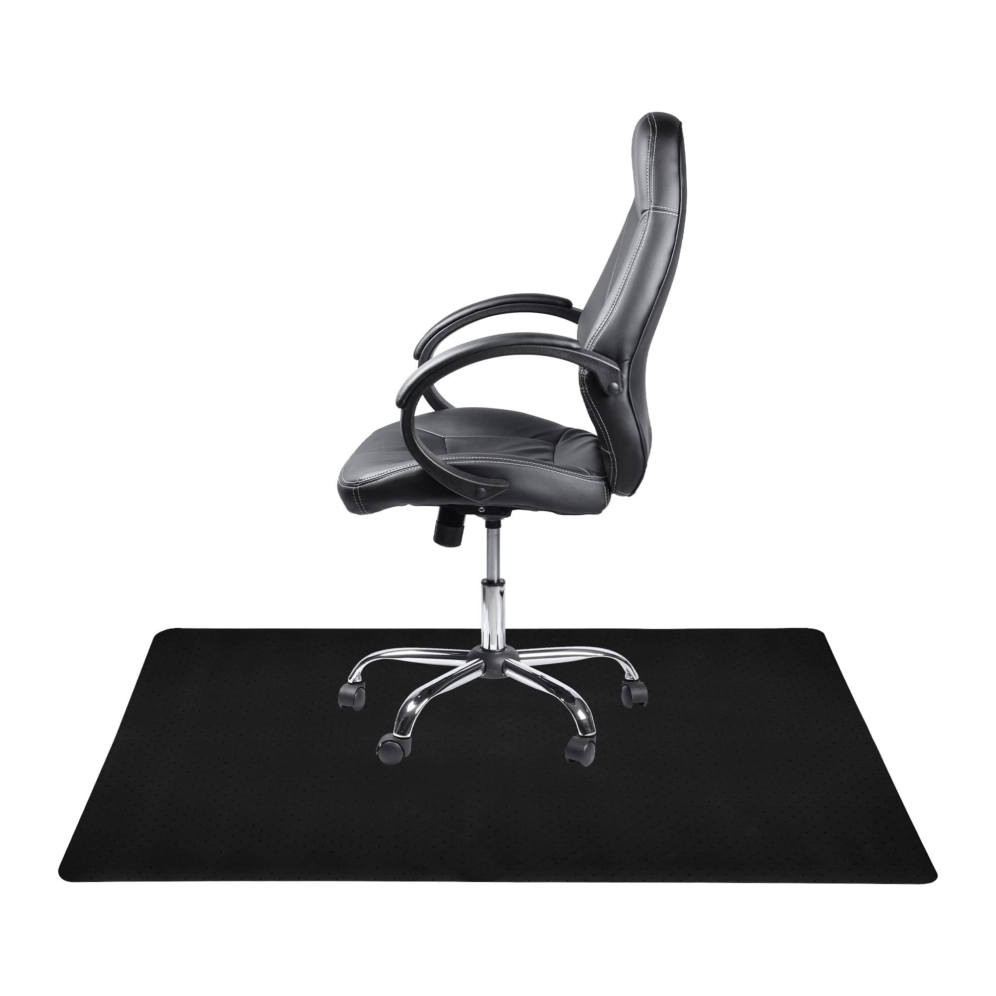 Resilia Workstation Desk Chair Mats for Carpet with Grippers - Home & Office Floor Protector, Easy to Clean, Stain-Resistant Vinyl Black, 46 Inches x 72 Inches, Made in The USA