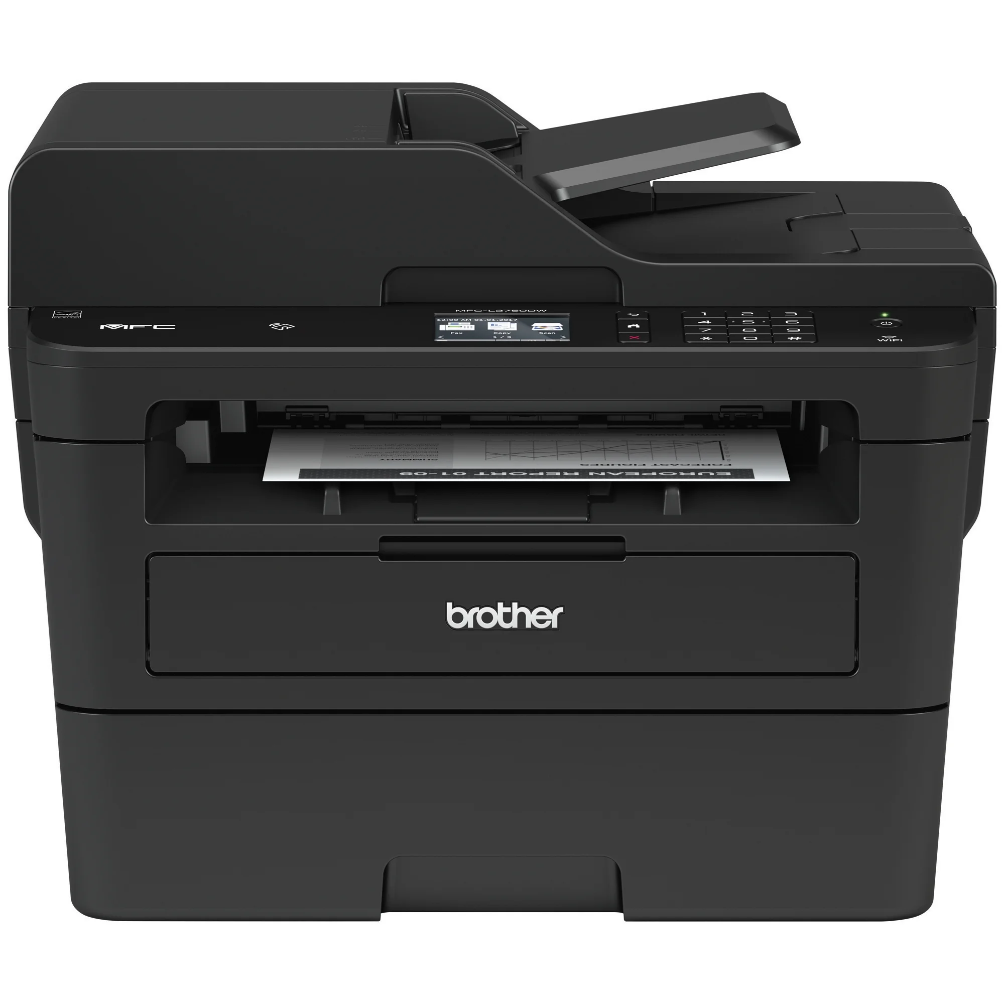 Restored Brother MFC-L2750DW Monochrome Compact Laser All-in-One Printer, Wireless, NFC (Refurbished)
