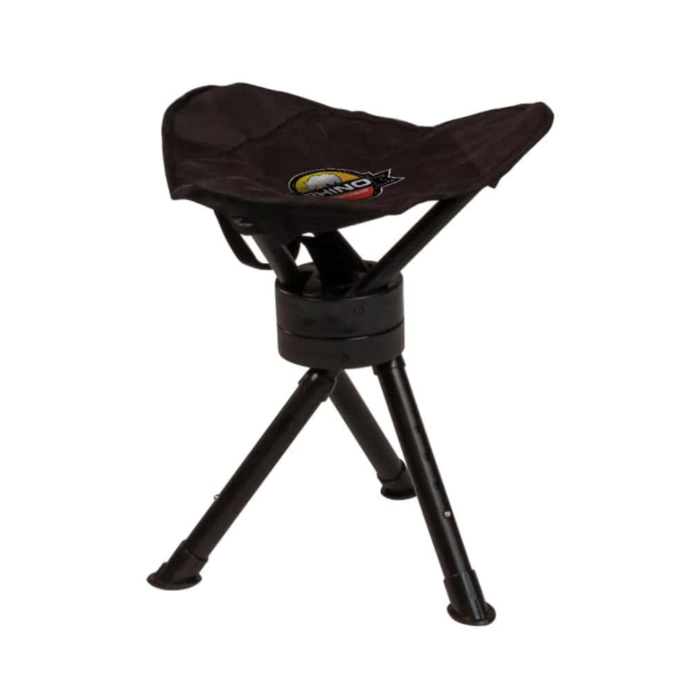 Rhino Outdoors Polyester Three Legged Swivel Stool, 23 in, Black