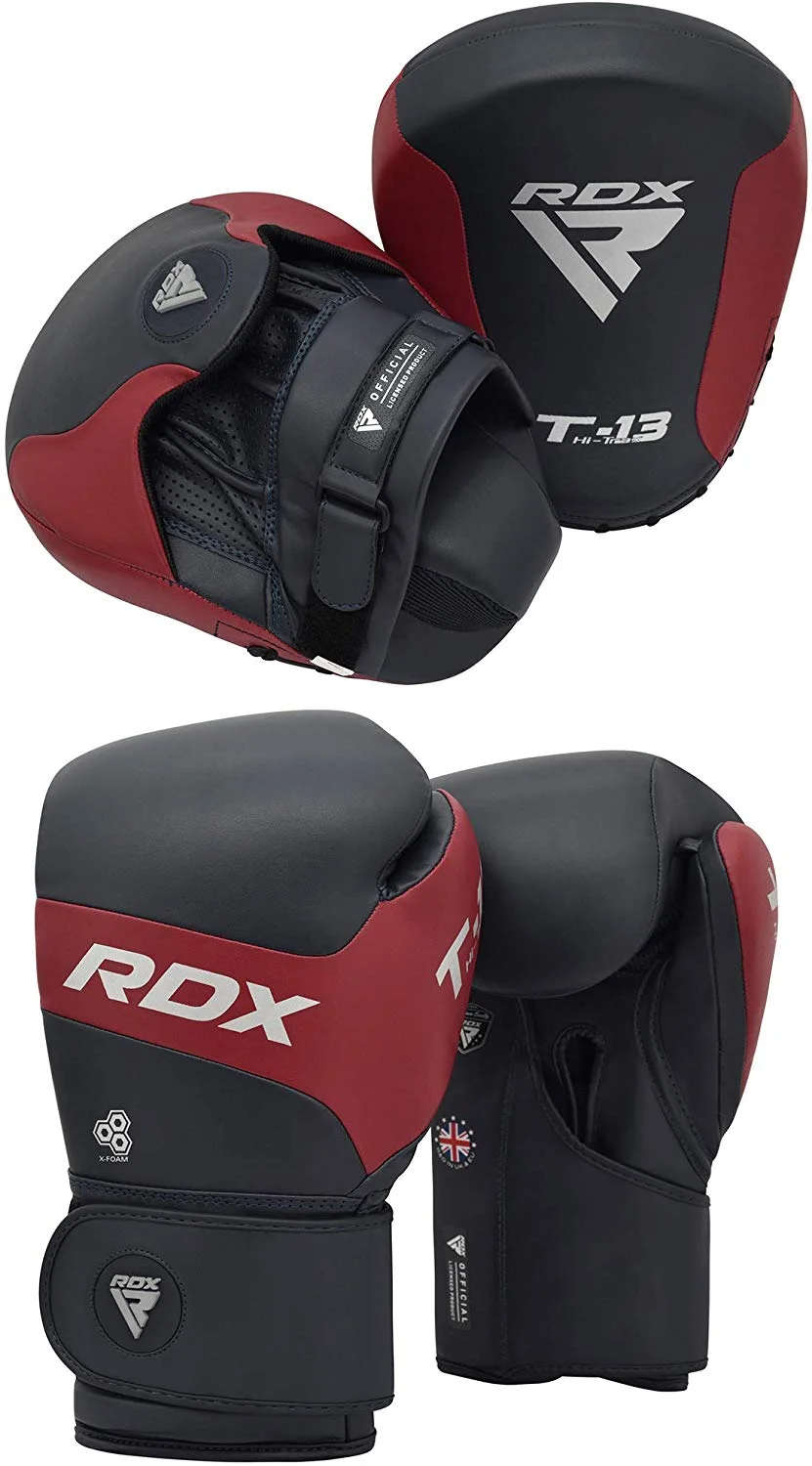 RDX Focus Pads and Boxing Gloves Set | Hook & Jab Target Mitts with Punching Gloves | Great for Muay Thai, Kickboxing, Martial Arts, Karate, Boxercise, Punching, MMA Training | Padded Strike Shield