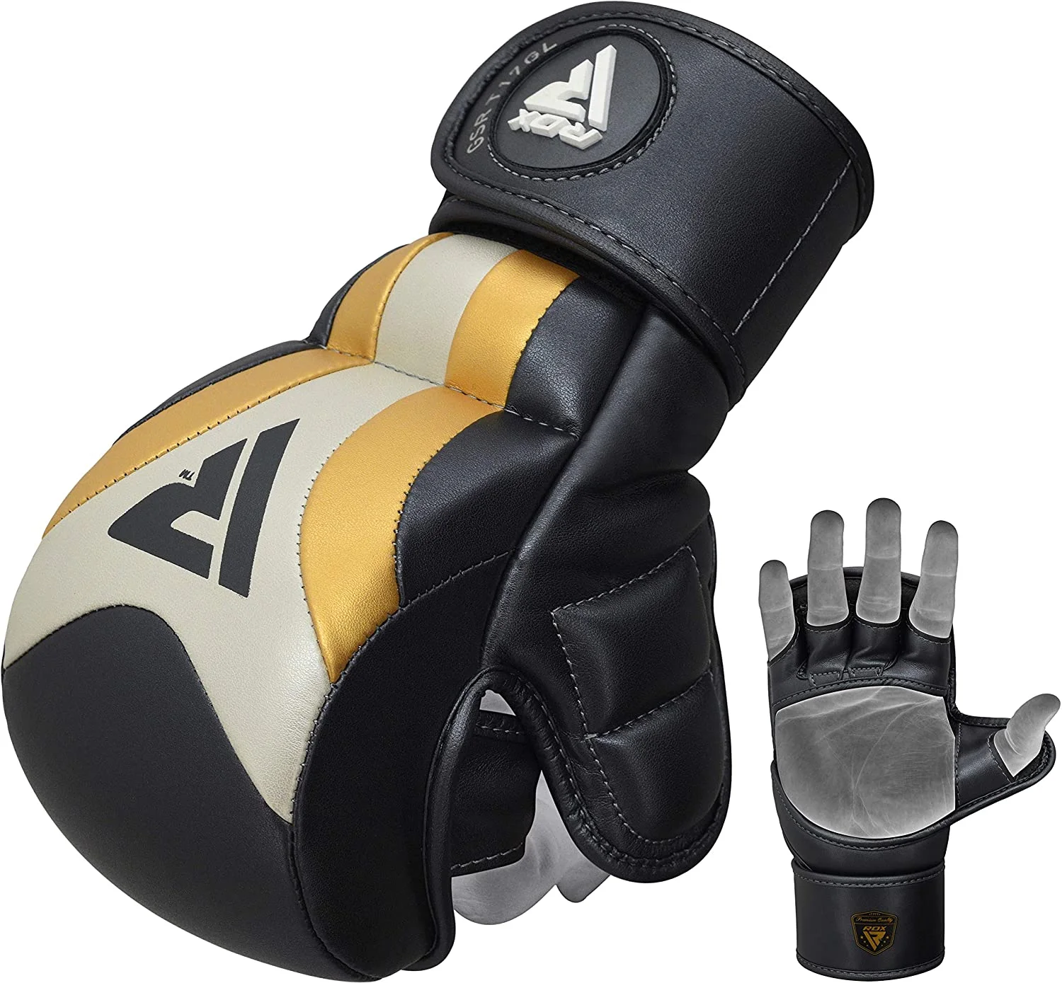 RDX MMA Gloves for Grappling Martial Arts, Leather Sparring Mitts, Good for Speed Punching bag and Focus Pad, Muay Thai, Kickboxing, Cage Fighting and Combat Training