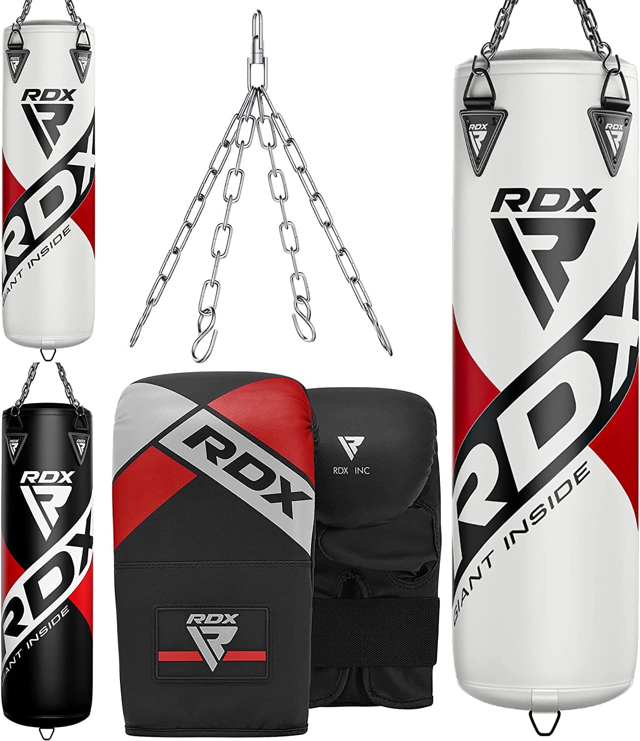 RDX Punch Bag for Boxing, 4ft 5ft unFilled Heavy Bag Anti Swing Set, White