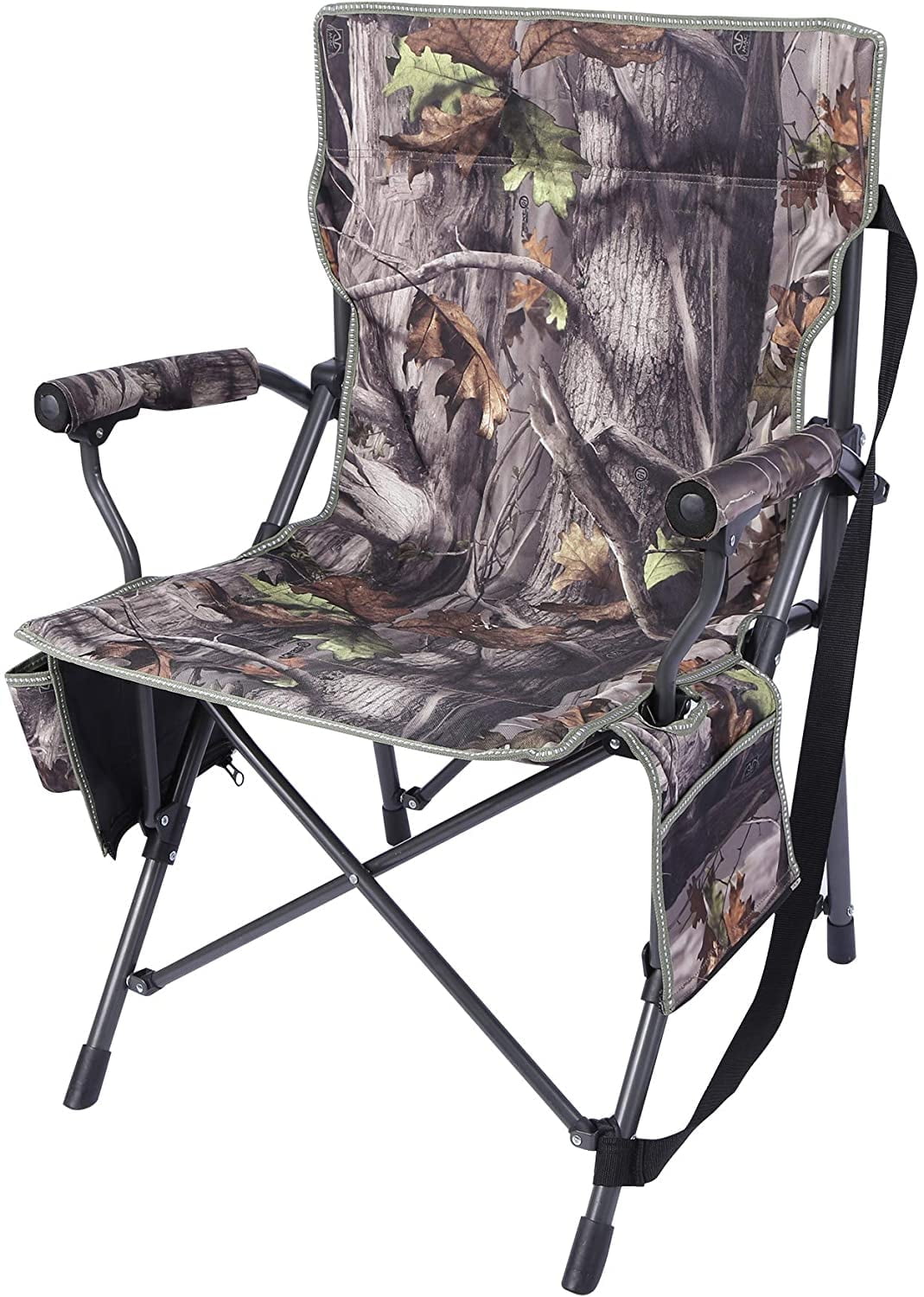 REDCAMP Outdoor Camouflage Foldable Camping Chair, Oversized Heavy Duty Portable Hunting Chair for Blinds with Cup Holder&Pocket