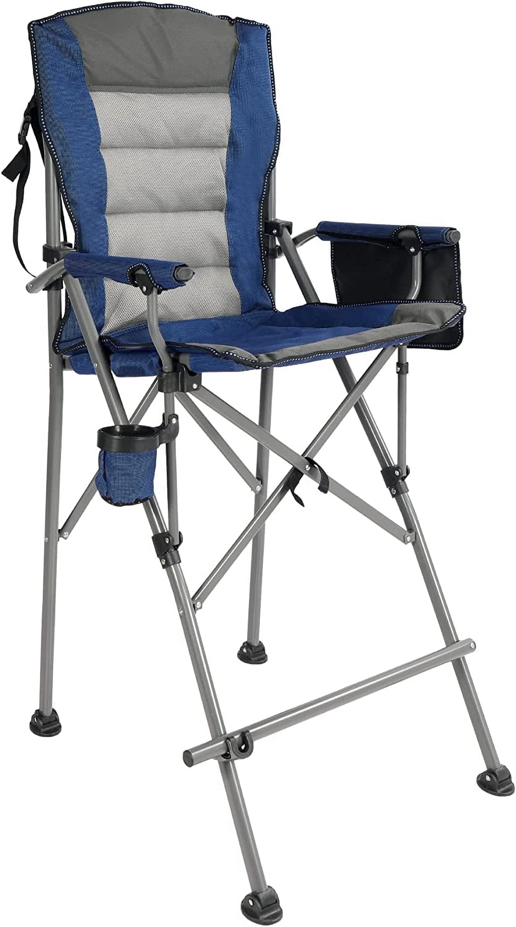 REDCAMP Padded 31" Bar Height Tall Folding Camping Chairs for Adults, Heavy Duty 330 lbs Directors Chair Foldable with Foot Rest and Cup Holder, Blue