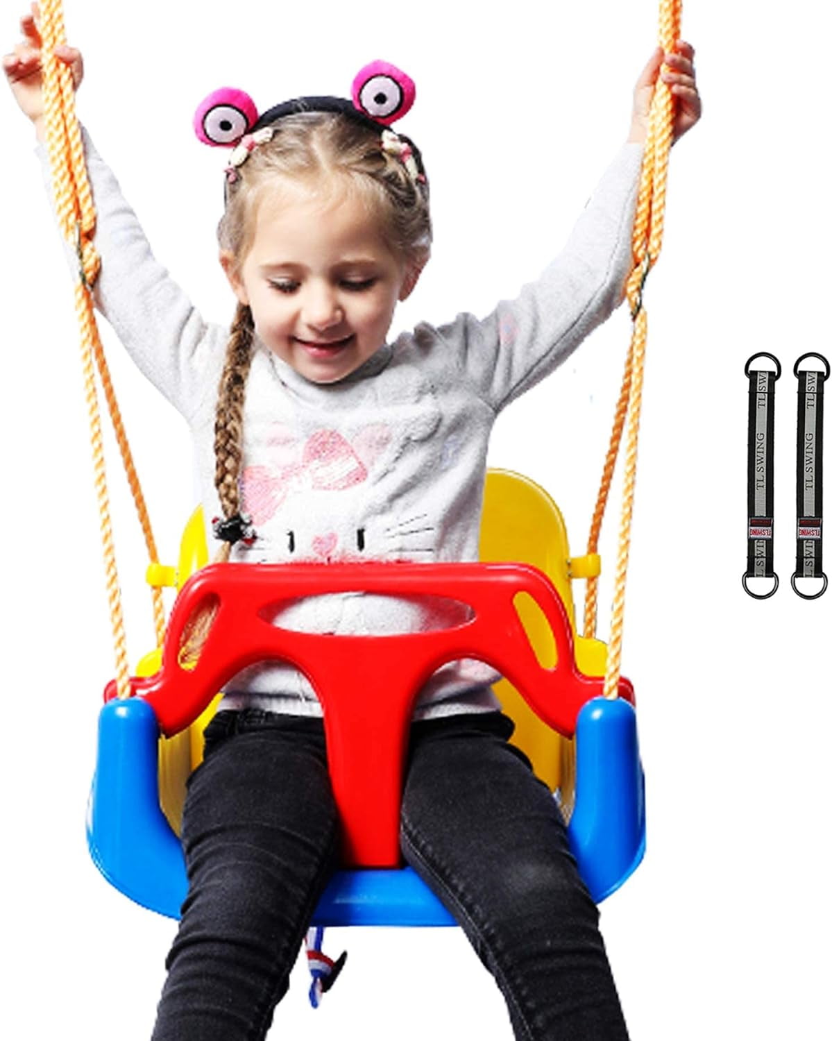 REDCAMP 3-in-1 High Back Baby Swing Seat, Toddler Swing, Indoor Outdoor, Adjustable Height, Anti-Flip, Kids Tree Swing Seat for Outside Playground