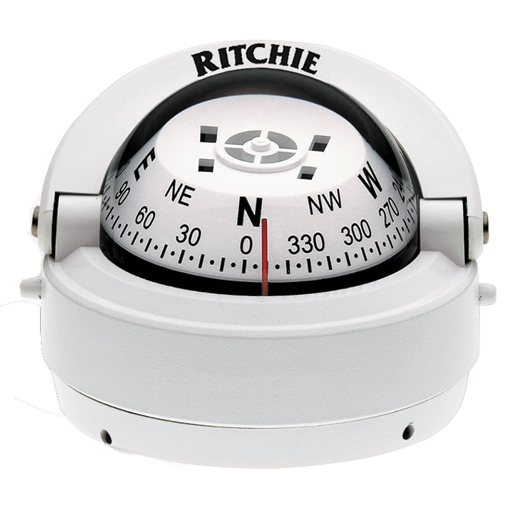 RITCHIE COMPASSES S-53W Compass, Surface Mount, 2.75" Dial, Wht.