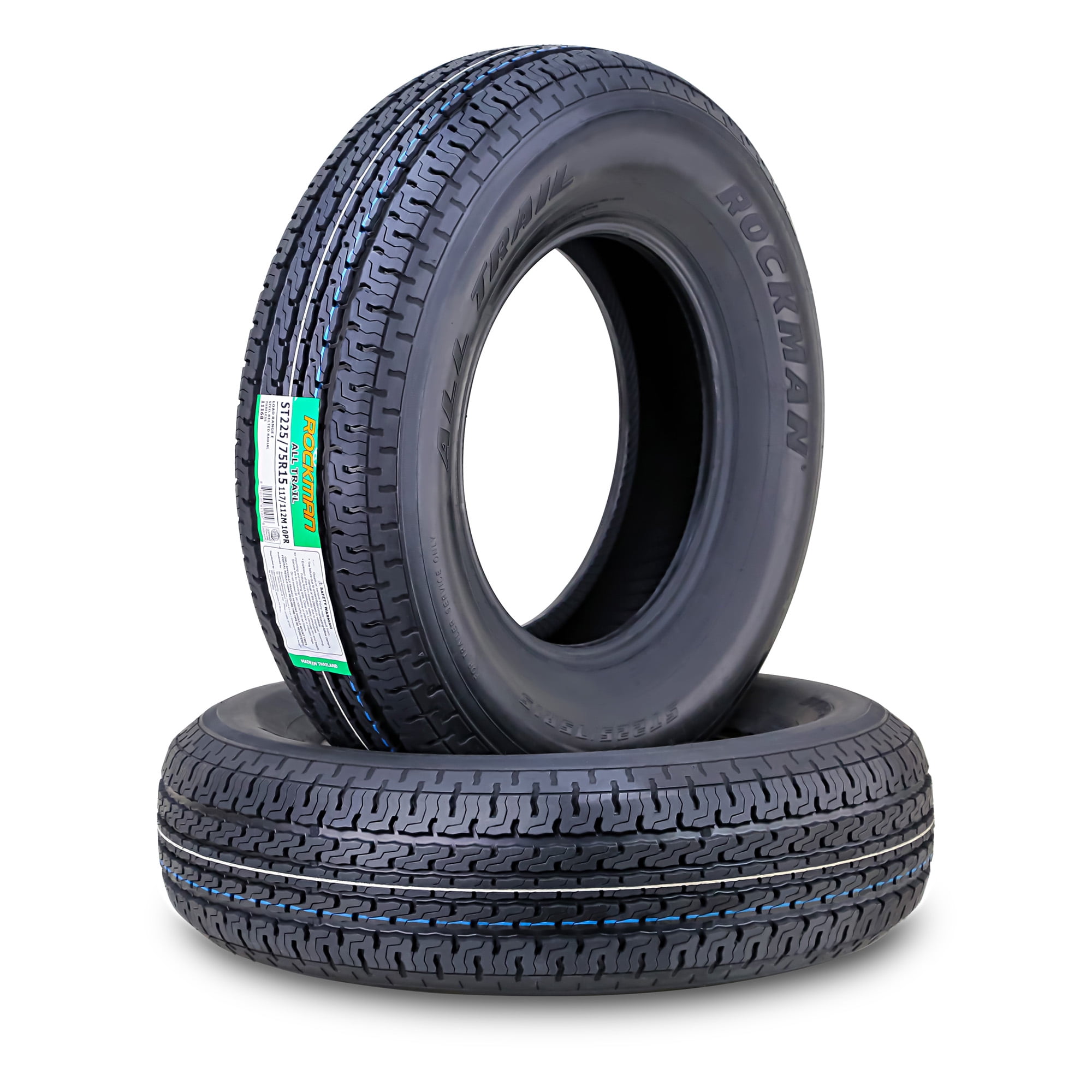ROCKMAN Trailer Tire ST225/75R15 10-Ply Load Range E 117M Steel Belted Radial 11168, Set2