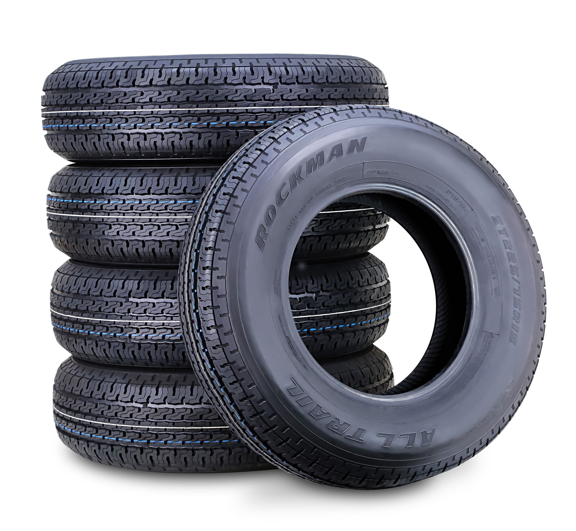 ROCKMAN Trailer Tire ST225/75R15 10-Ply Load Range E 117M Steel Belted Radial 11168, Set5