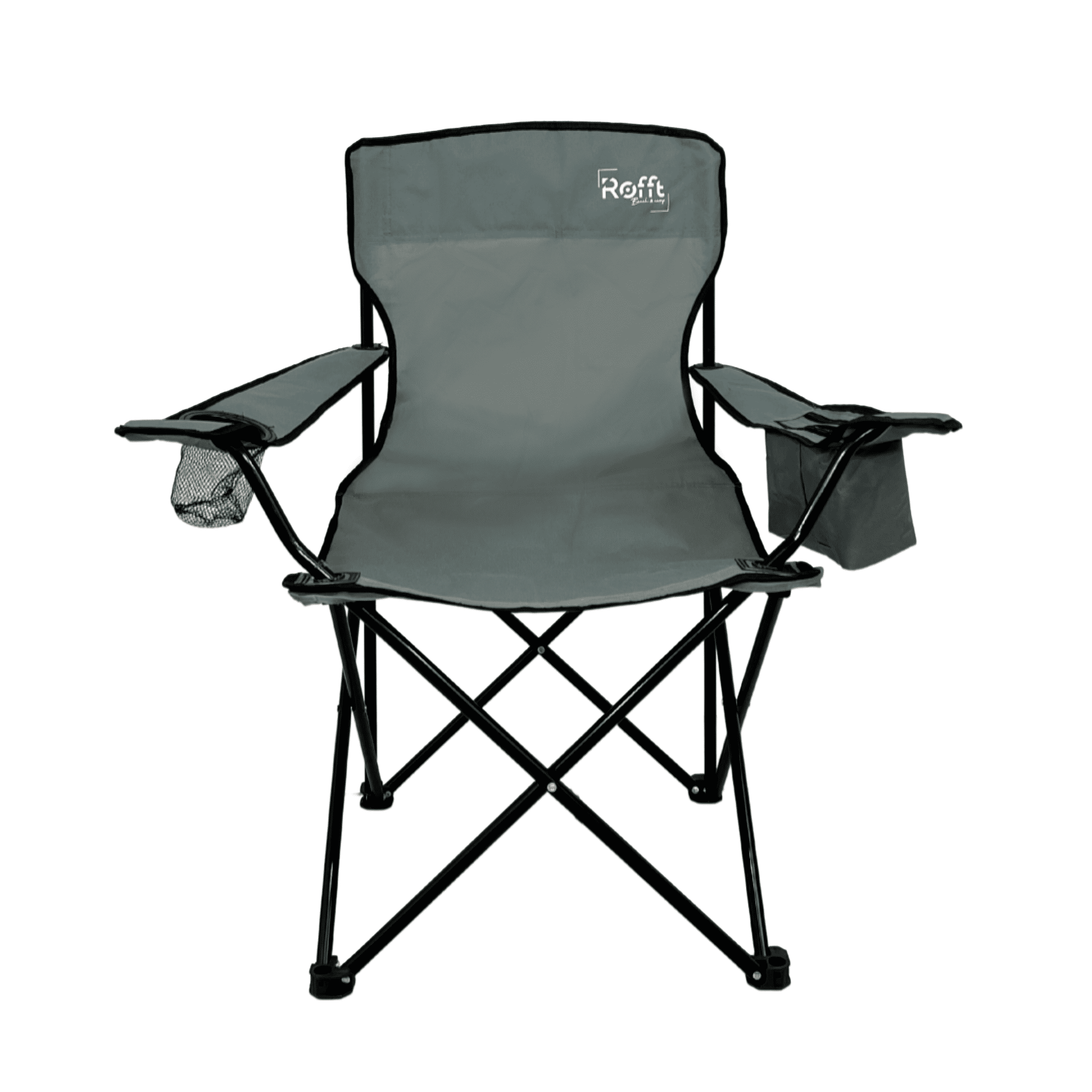 ROFFT Portable Camping Chair with Can Cooler, Fully Seat and Back with Side cooler Pocket and Cup Holder, Carry Bag Included, Collapsible Chair for Camping, events, Beach, and Sports