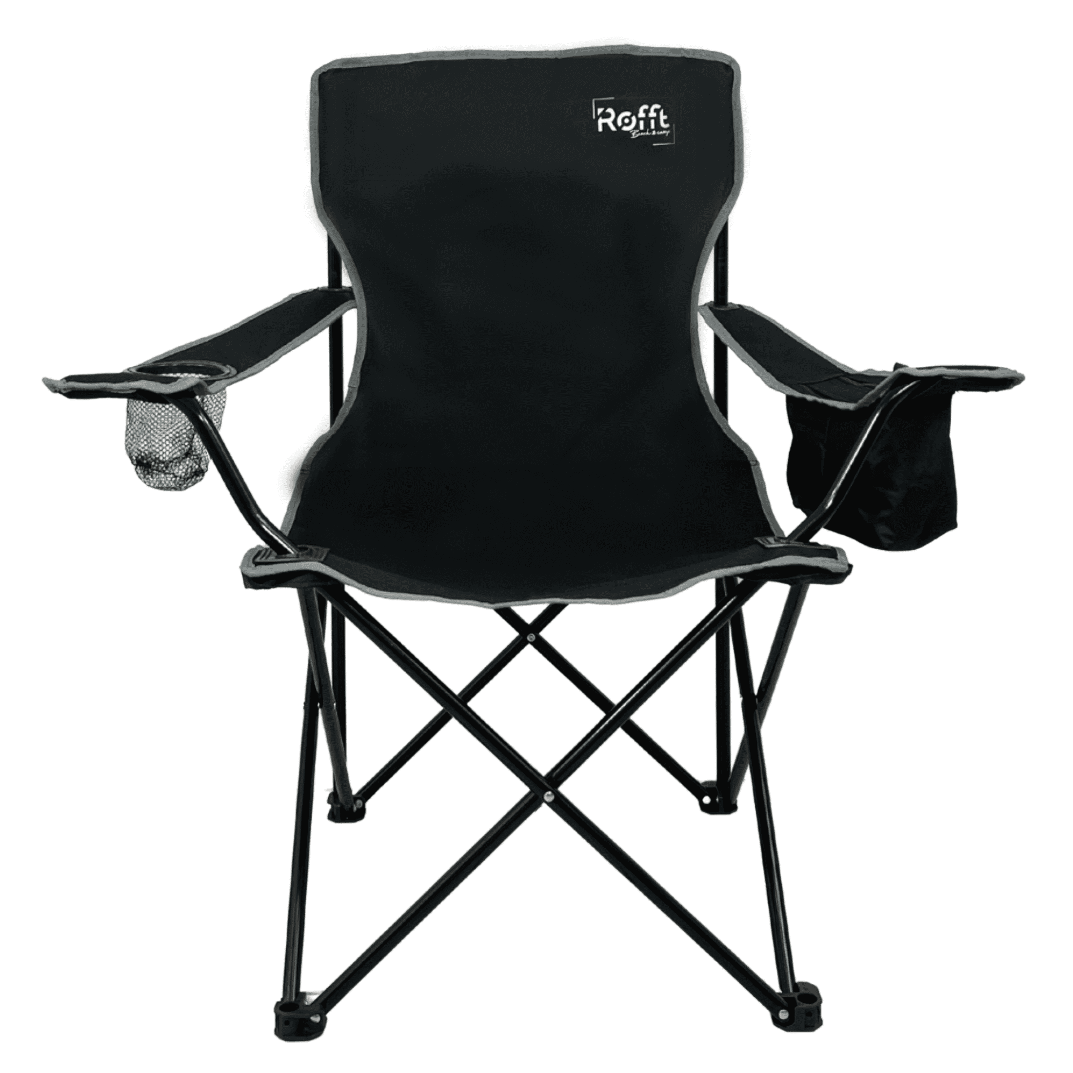 ROFFT Portable Camping Chair with Can Cooler, Fully Seat and Back with Side cooler Pocket and Cup Holder, Carry Bag Included, Collapsible Chair for Camping, events, Beach, and Sports