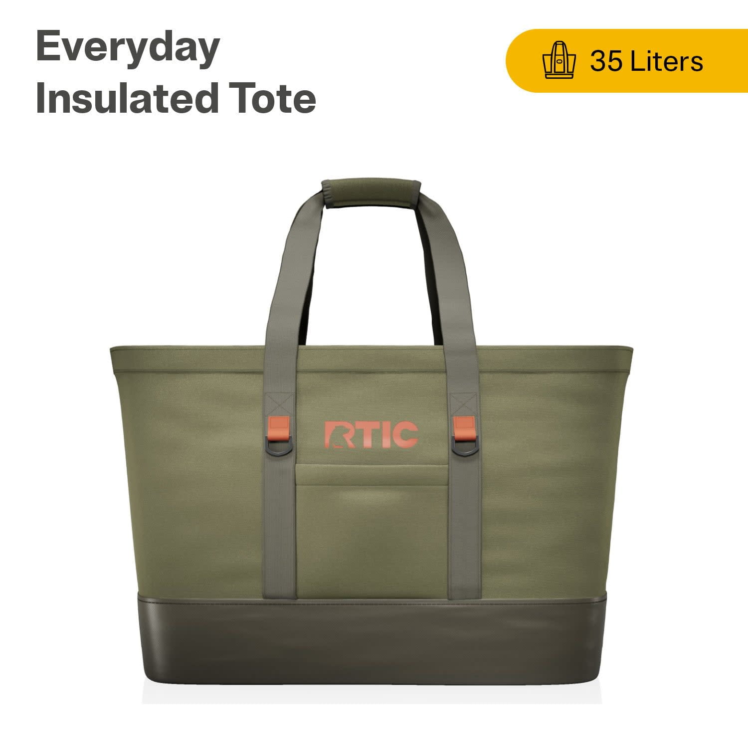 RTIC Everyday Insulated Tote Bag, 35 Ltr Cooler Bag, Leak-Free Interior, Fits 58 Cans, Olive