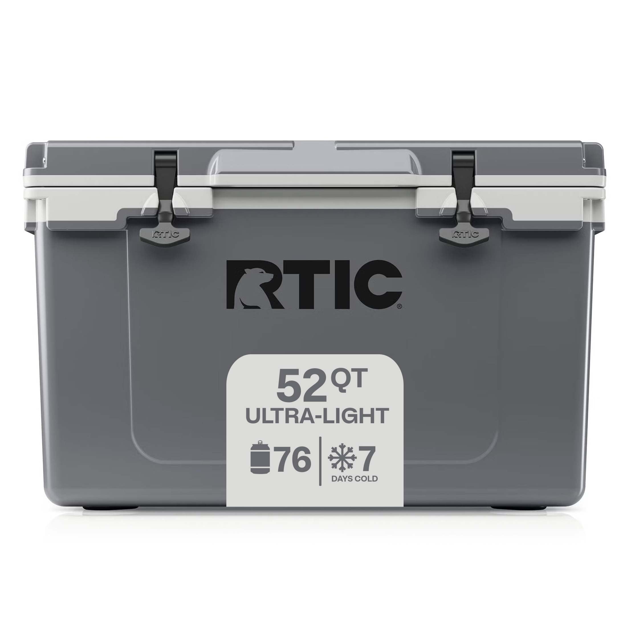 RTIC 52 QT Ultra-Light Hard-Sided Ice Chest Cooler, Fits 76 Cans, Dark Grey & Cool Grey