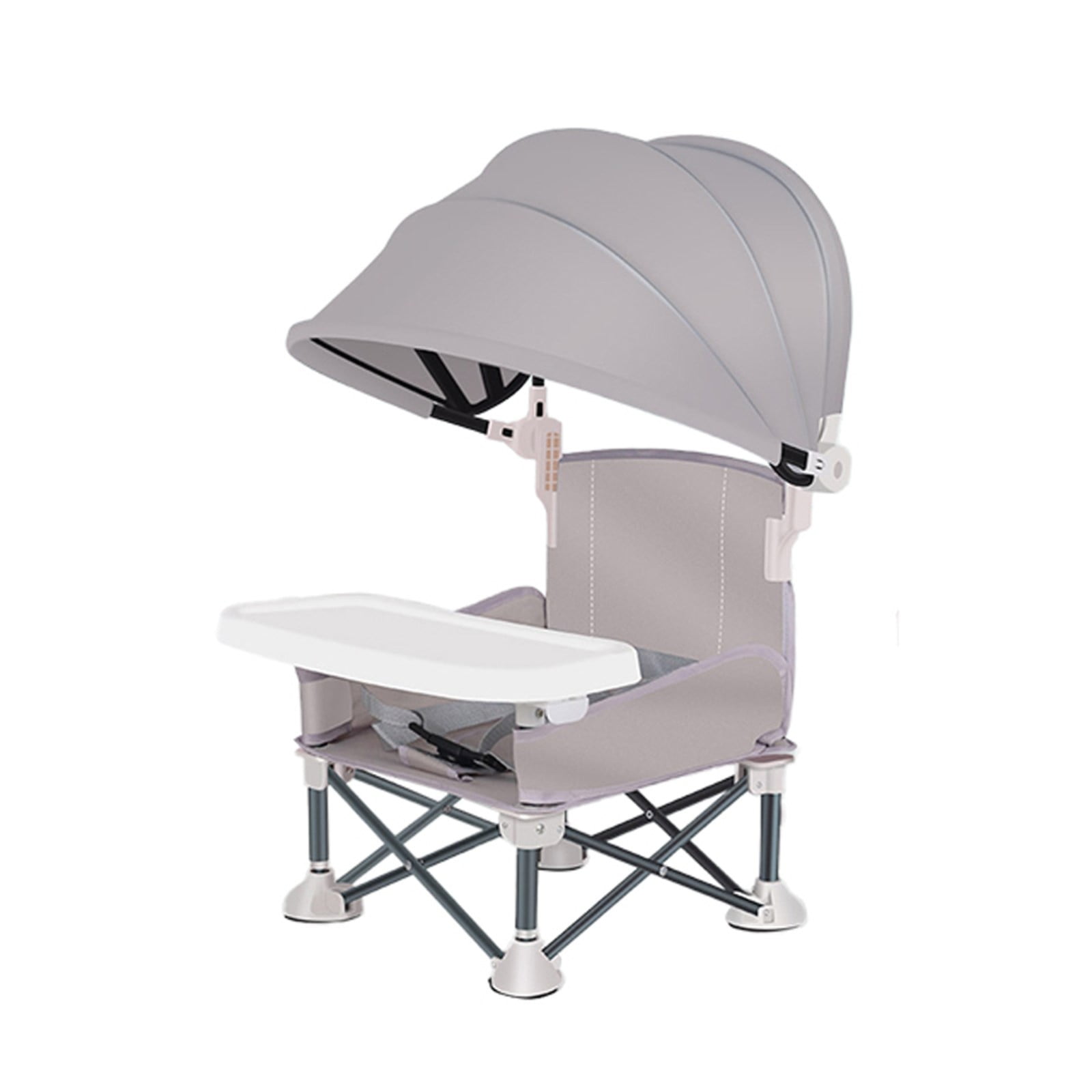 RUIG Baby Folding Chair Booster Seat For Outdoor Beach Camping | Toddler Camping Chair with Tray & Canopy Foldable Baby Camping Chair Portable Baby Feeding Chair for Travel