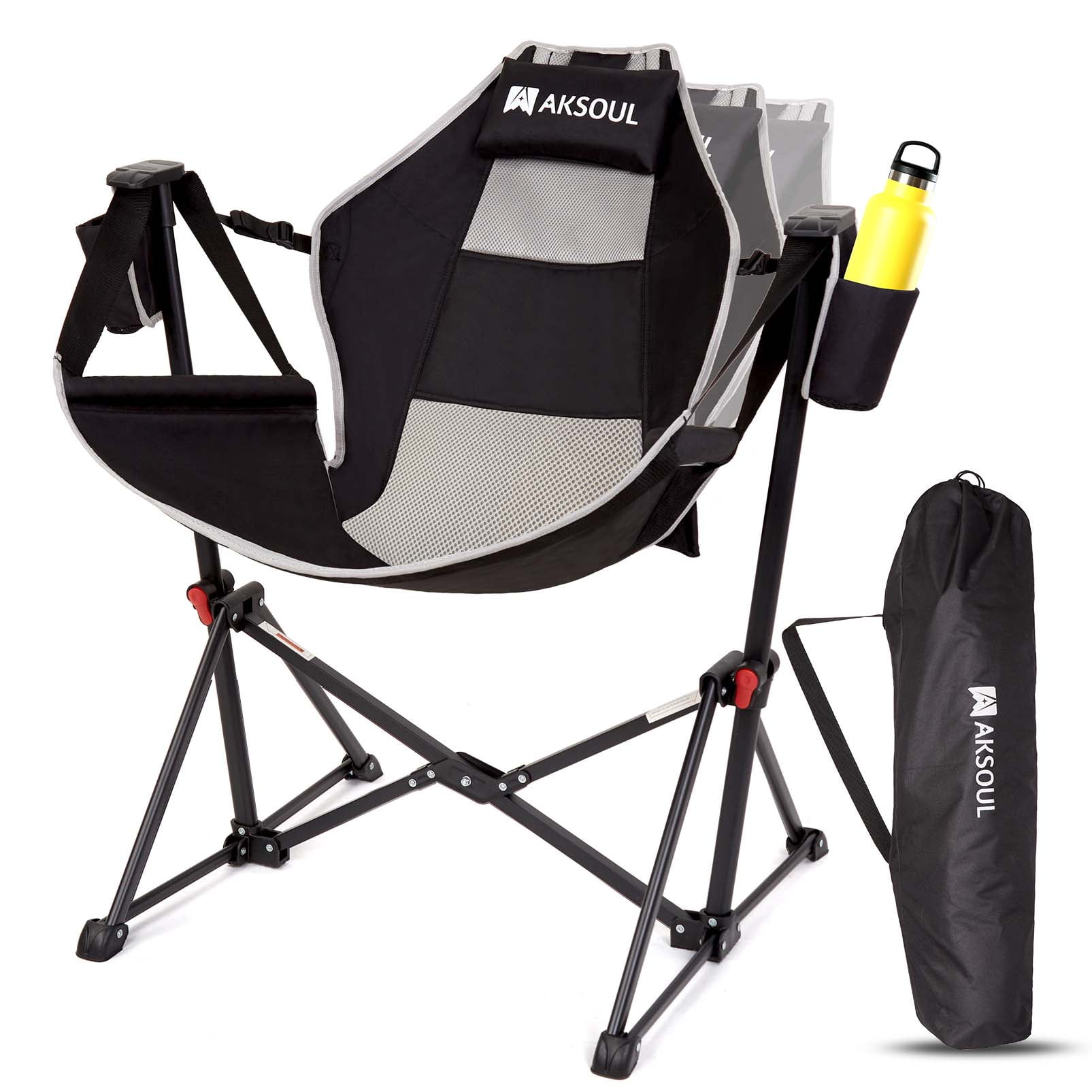 RUNACC Rocking Camping Chairs Adult with Wide Seat Portable Hammock Camping Chair, 265 lbs Capacity, Heavy Duty Compact Outdoor Folding Rocker Chair for Camping Hiking Gardening Travel Beach Picnic