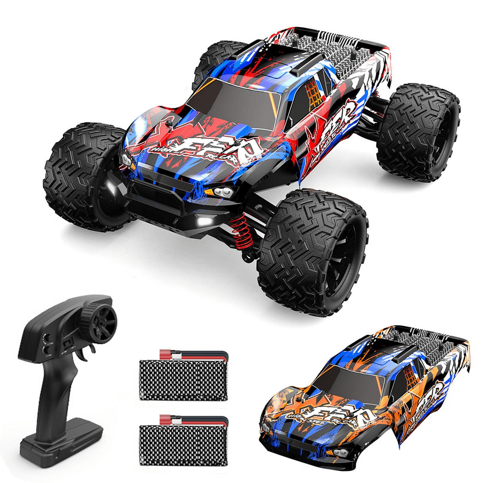 Richgv Remote Control Car High Speed RC Car Toys for Boys Girls, All Terrain Offroad RC Truck 40 km/H 4WD 1:16 Scale Electric Vehicle Kids RC Car with 2 Batteries