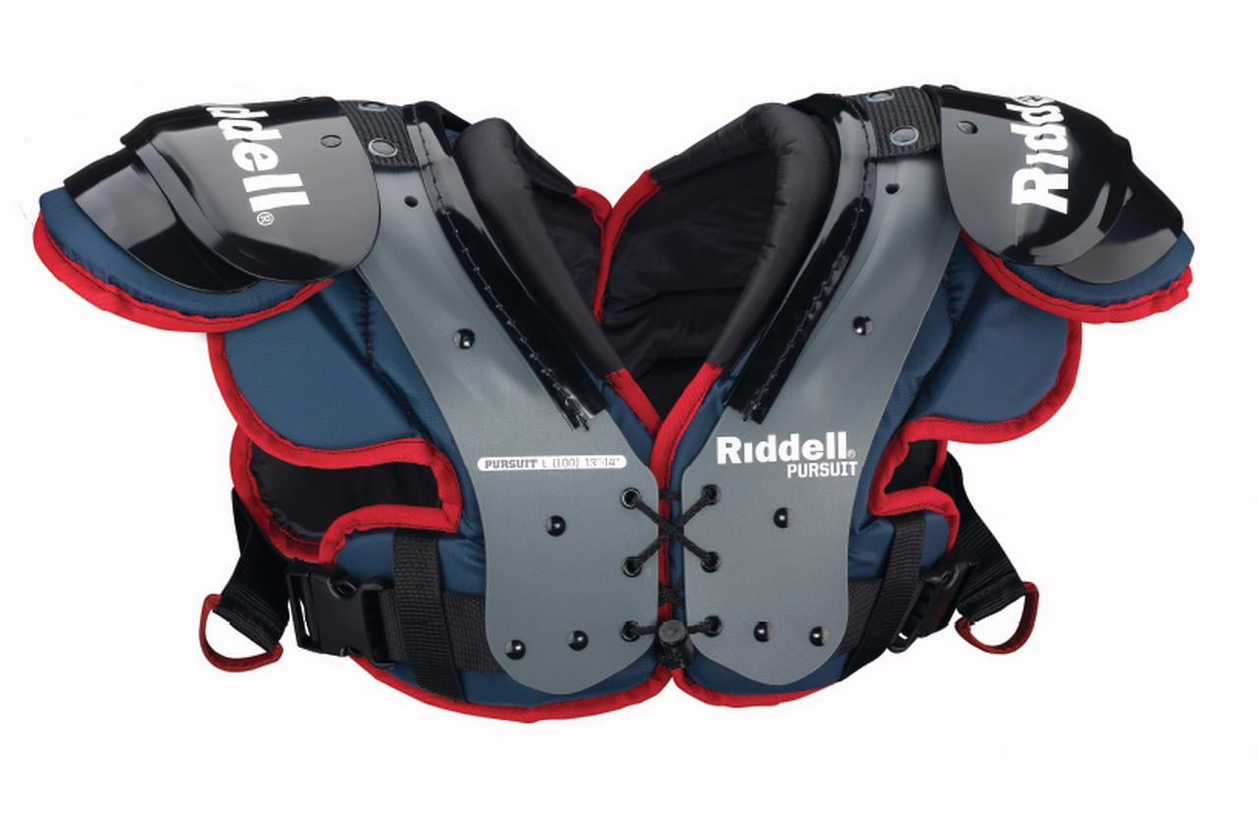 Riddell Pursuit Youth Football Shoulder Pads, Blue and Red, Medium
