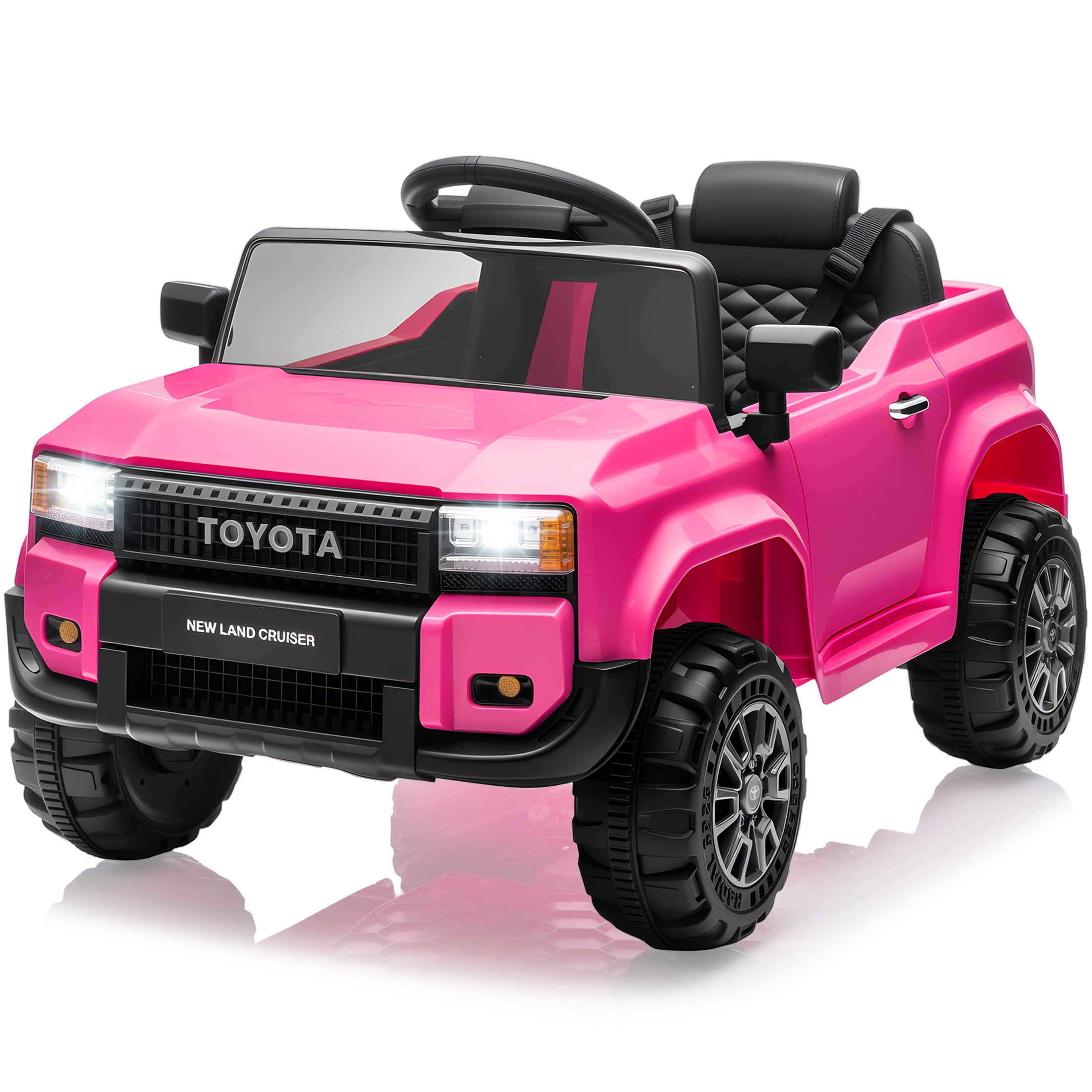 12V Ride on Toy for Kids, Licensed Toyota LC250 2024 Powered Ride on Car with Remote Control, Kids Electric Cars for Boys Girls 3-5 with Bluetooth, Music, LED Lights, 3 Speeds, 4 Wheelers, Pink