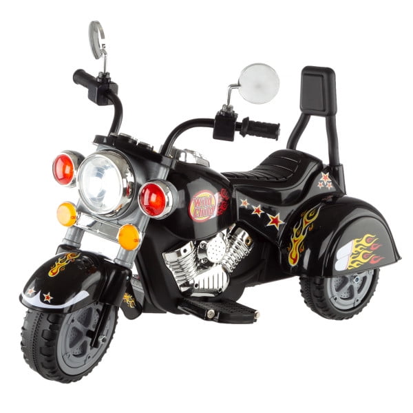 Lil' Rider Ride-On Electric Motorcycle for Kids with Flame Decals (Black)