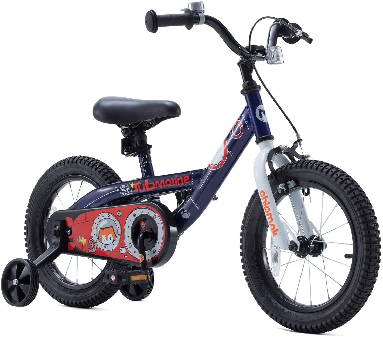 Royalbaby Chipmunk Boys Girls and Kid's Submarine Steel 18 In Bike with kickstand Navy Blue