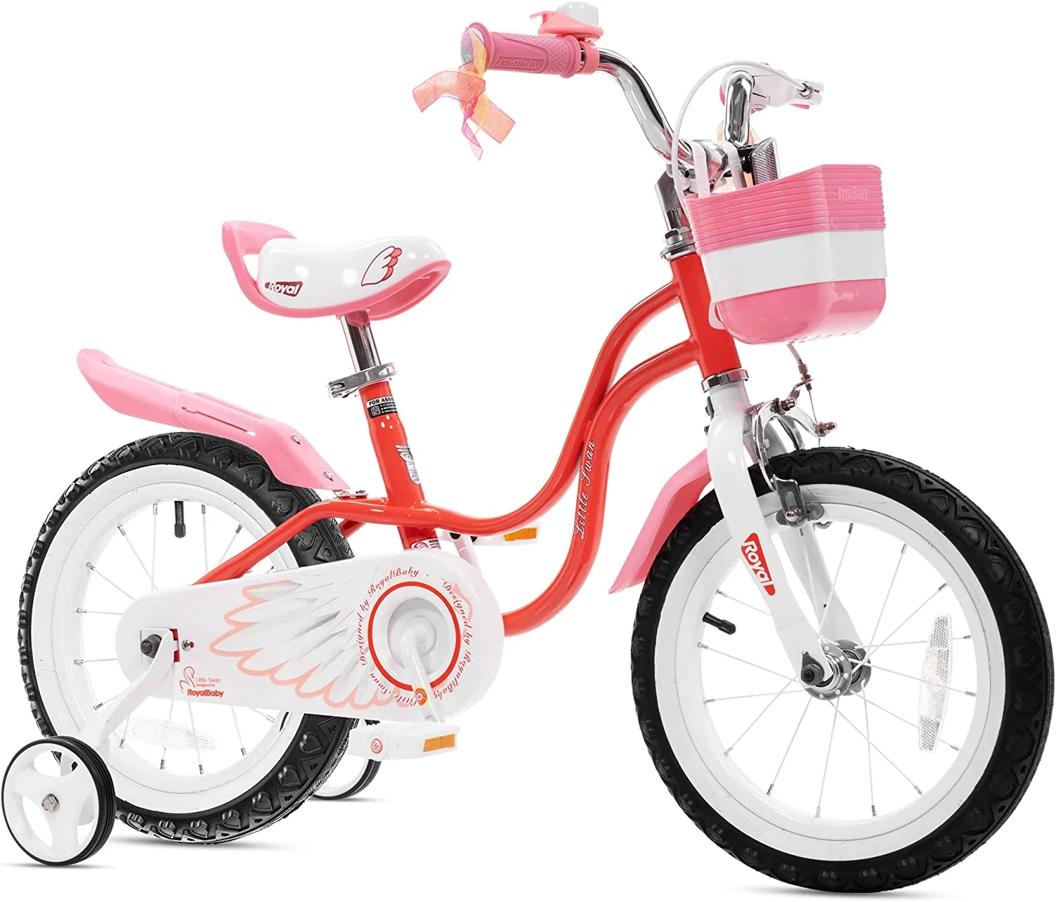Royalbaby Little Swan Red 16 Girl's Bicycle with Training Wheels and Basket