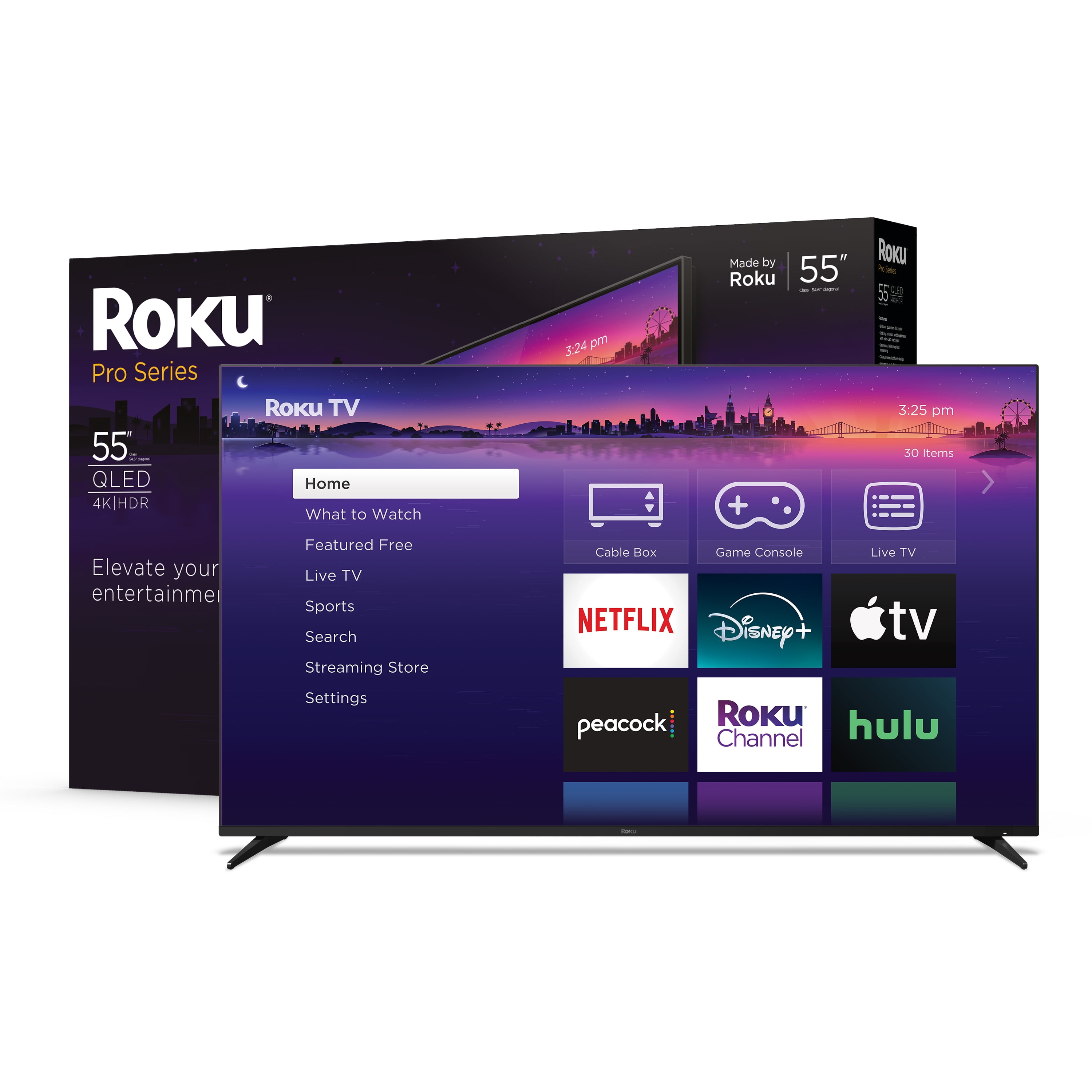 Roku 55-Inch Pro Series 4K QLED Smart Roku TV with Backlit Roku Voice Remote Pro, Dolby Vision IQ, 120Hz Refresh Rate
