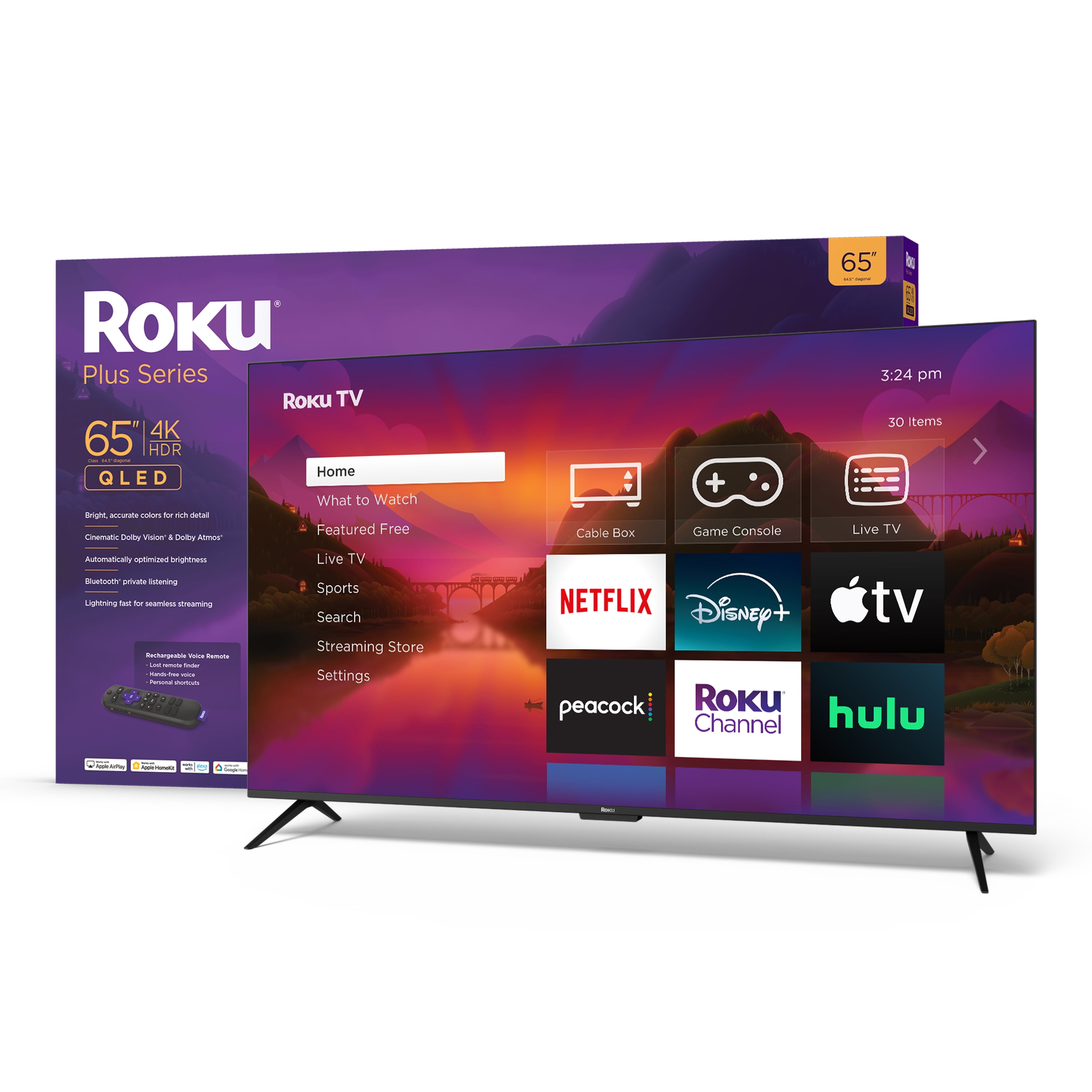 Roku 65-Inch Plus Series 4K QLED Smart Roku TV with Roku Voice Remote Pro, Dolby Vision, Striking 4K Resolution, Automatic Brightness, & Seamless Streaming