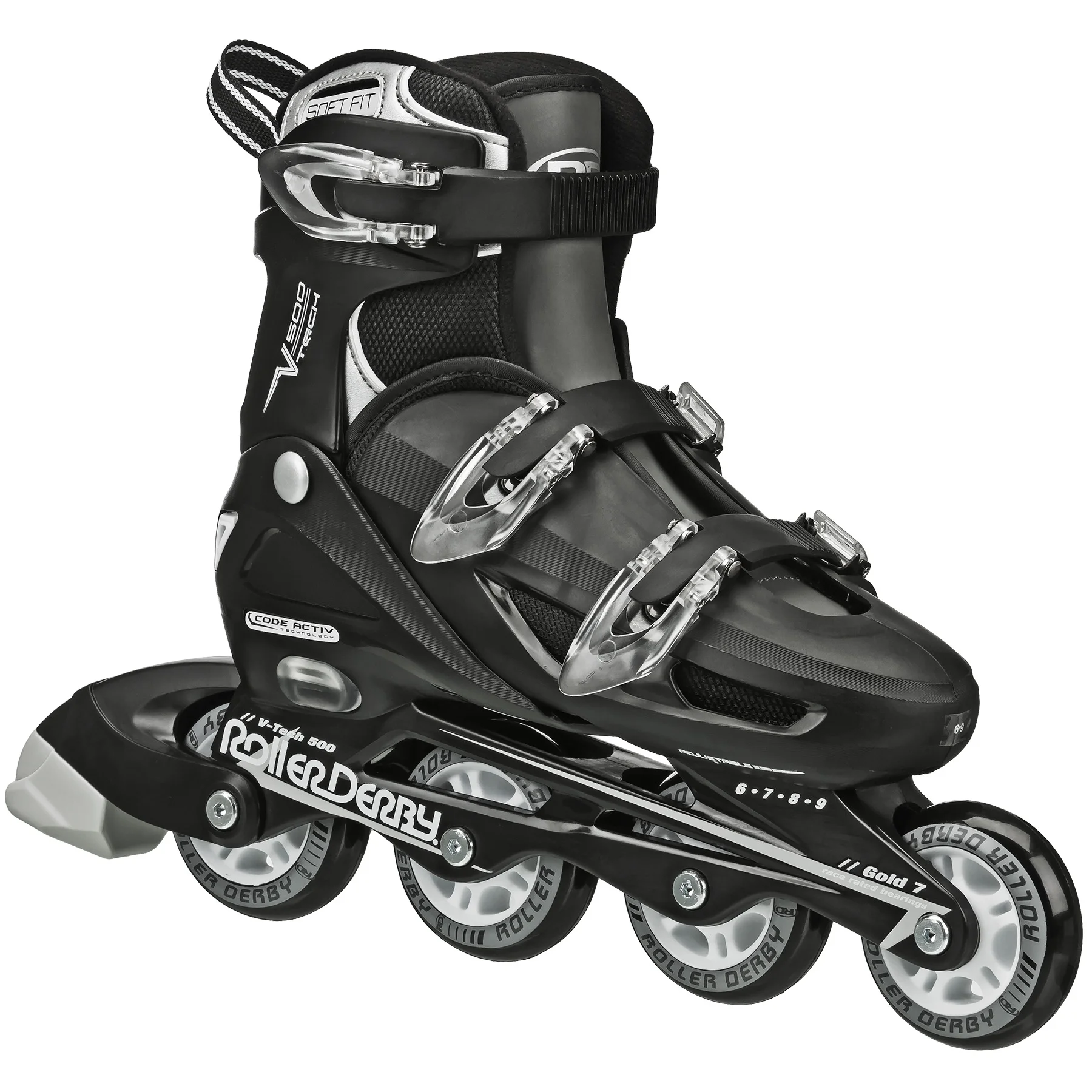 Roller Derby V-Tech 500 Men's Inline Skate with Adjustable Sizing, Black
