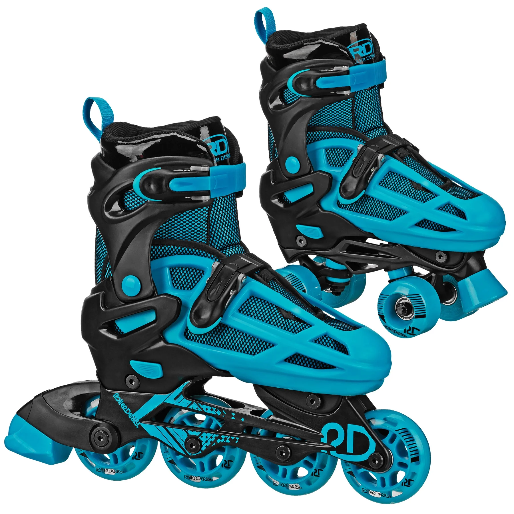 Roller Derby 2n1 Adjustable Falcon Boy's Skates Black/Blue, Size 3-6